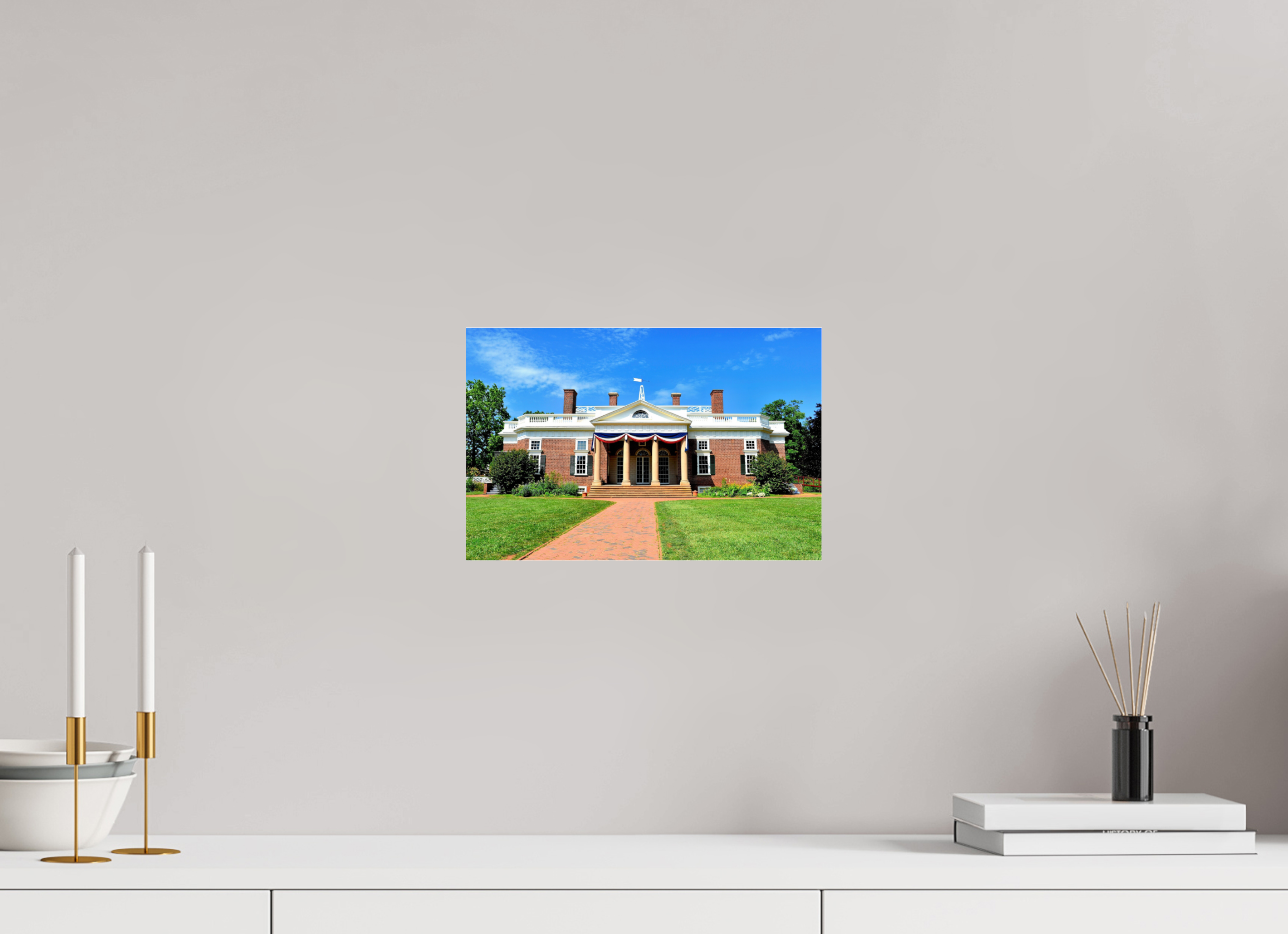 12.2 x 8″, Metallic Photo Print Under Acrylic Glass Jefferson’s Masterpiece: Monticello at Midday