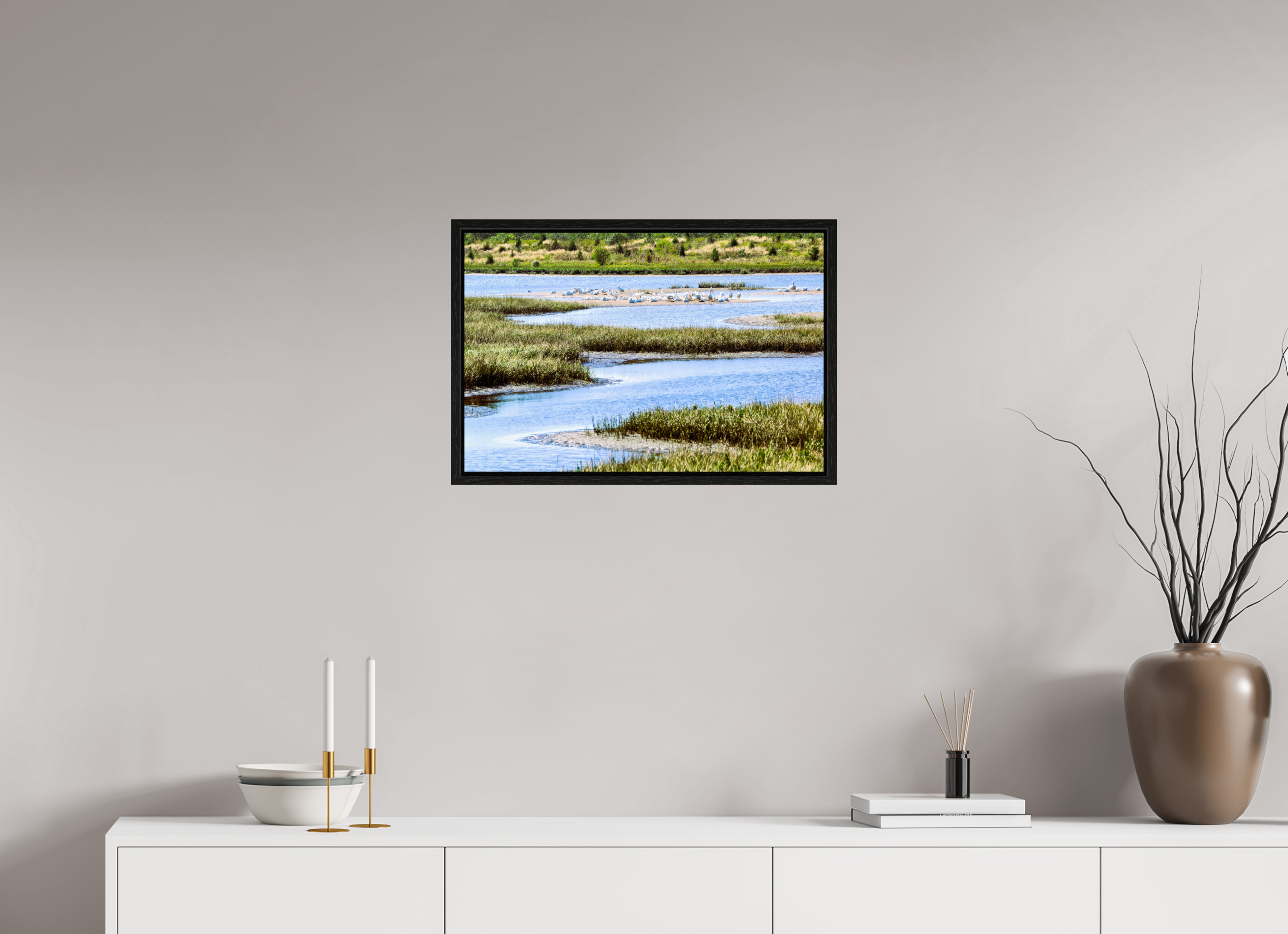24 x 16″, Floater Frame Marshland Sanctuary