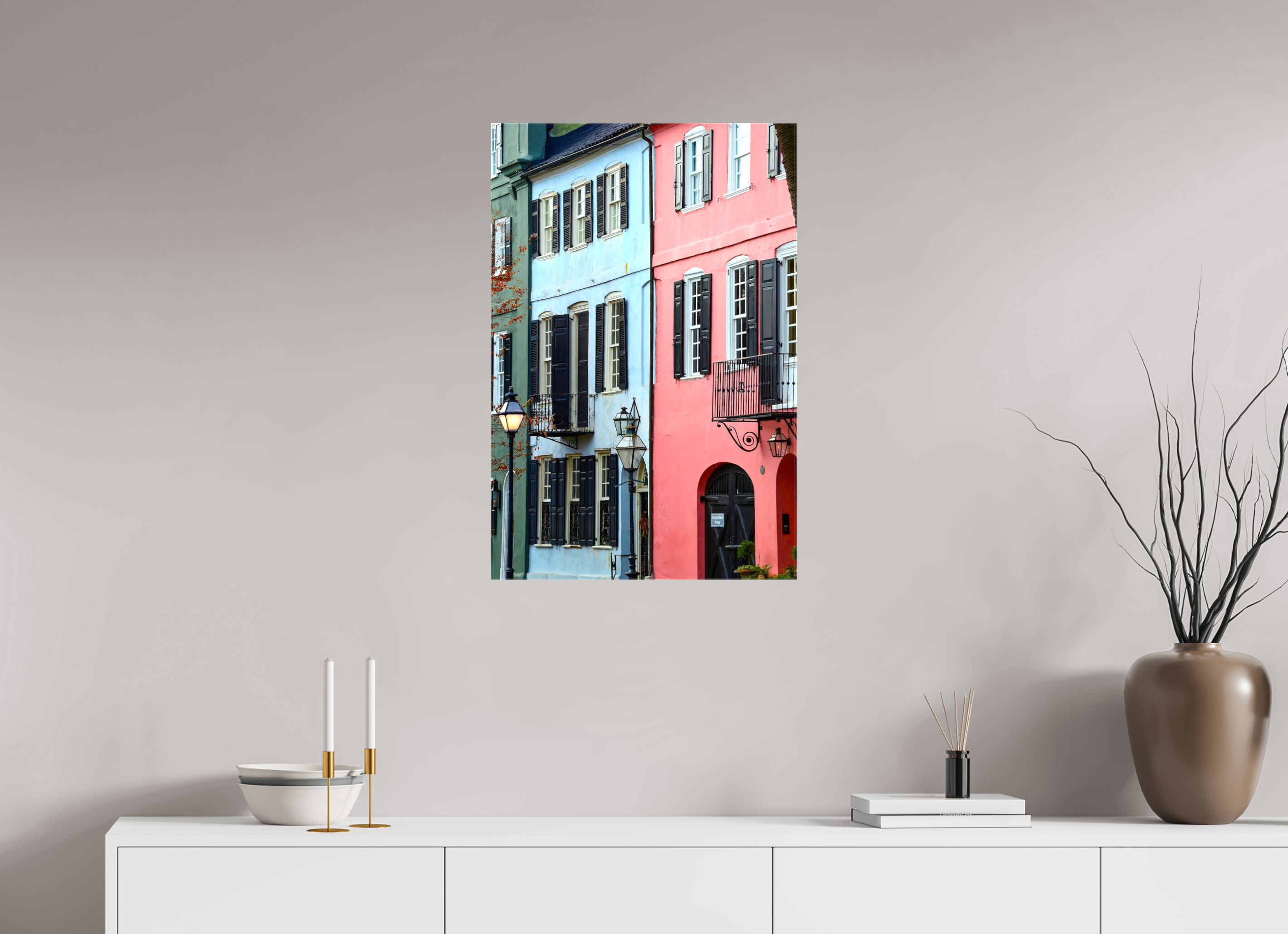 20 x 30″, Glossy Canvas on Stretcher Frame, 1,57" Wrapped Rainbow Row