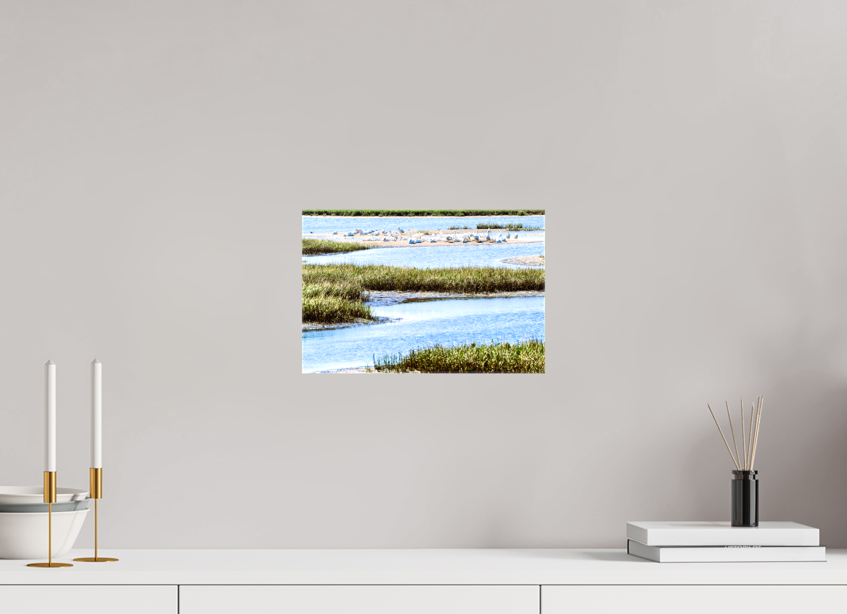 12 x 8″, Glossy Canvas on Stretcher Frame, 1,57" Wrapped Marshland Sanctuary