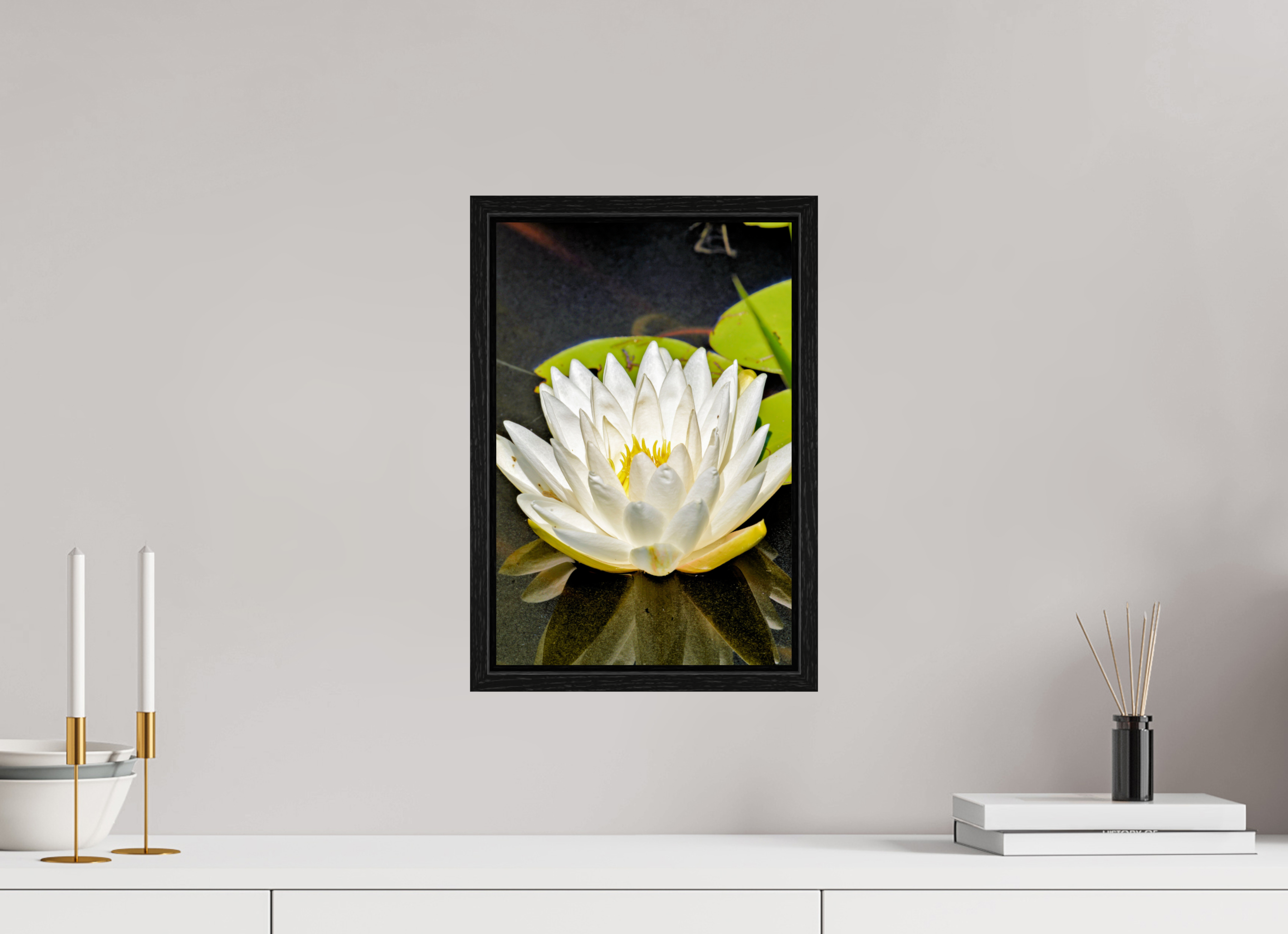 10 x 15″, Floater Frame The White Water Lily