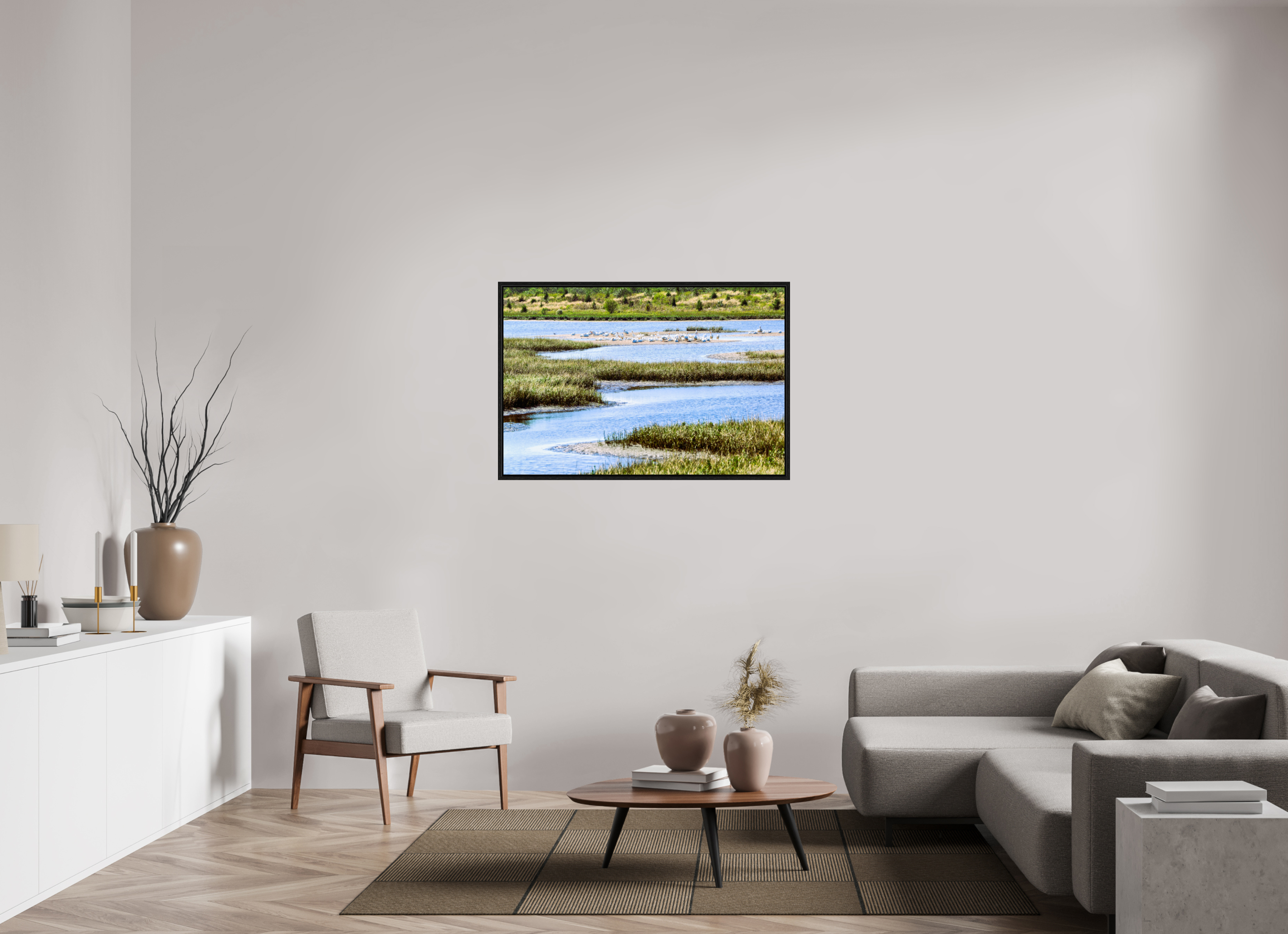 45 x 30″, Floater Frame Marshland Sanctuary