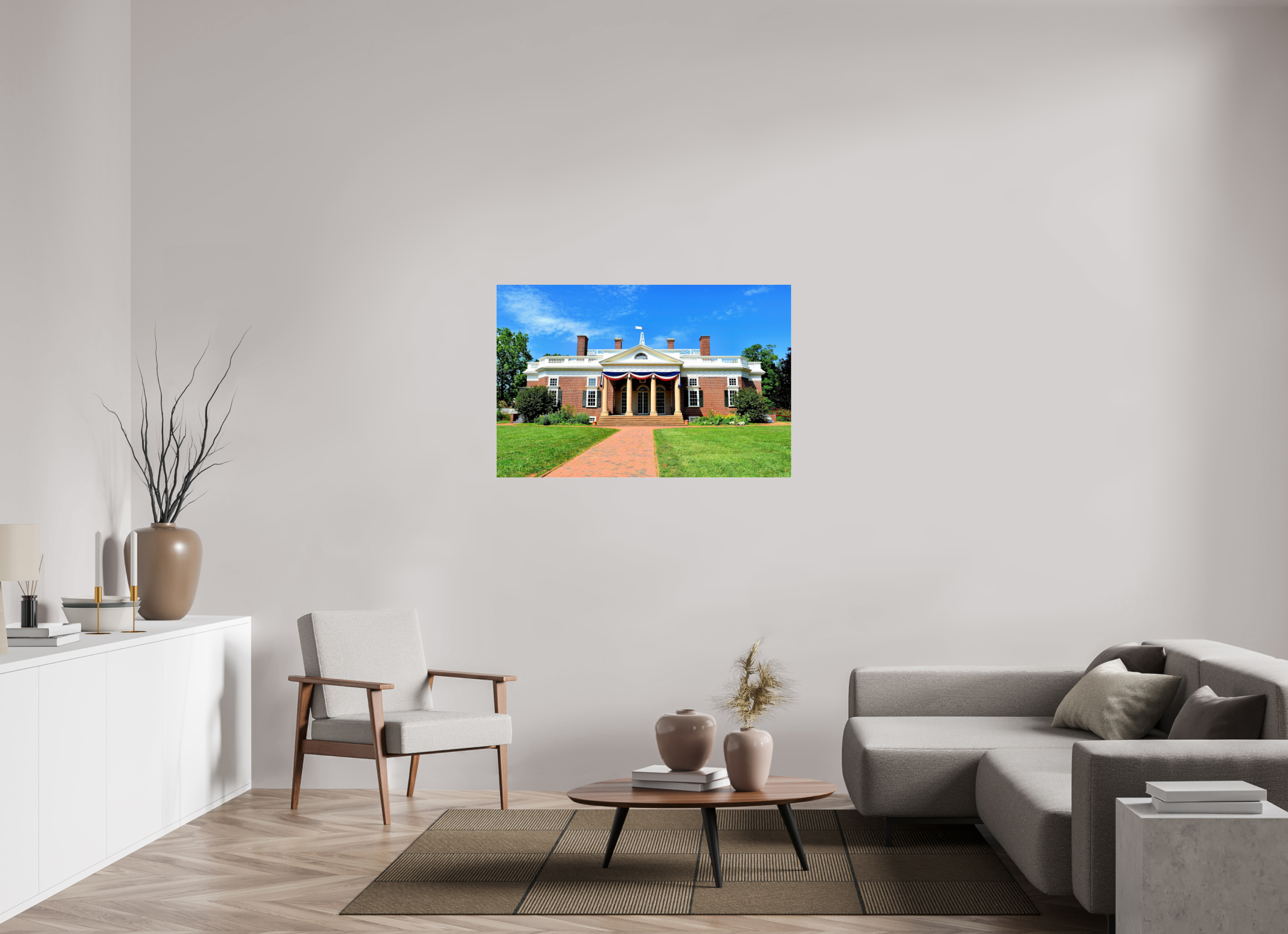 47.3 x 31″, Photo Print Under Acrylic Glass Jefferson’s Masterpiece: Monticello at Midday