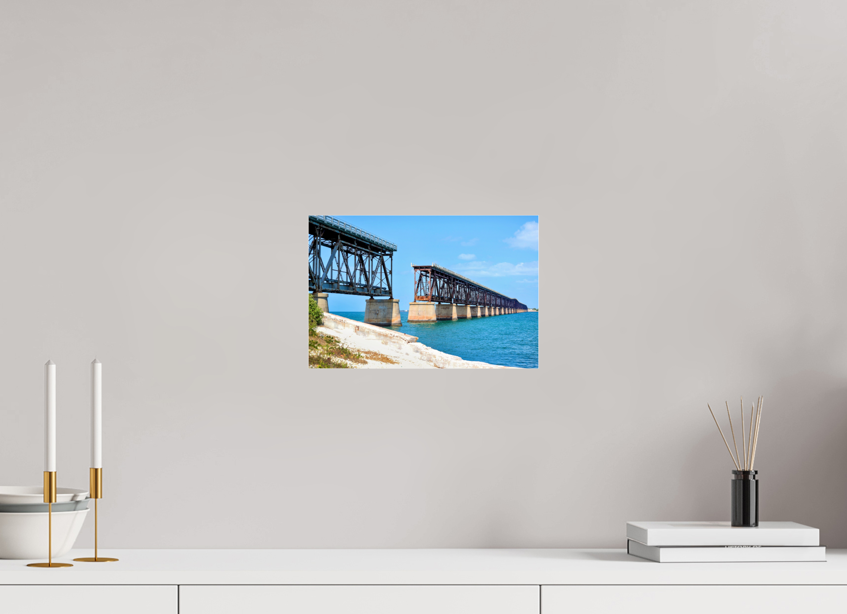 12 x 8″, Metallic Photo Print Under Acrylic Glass Old Bahia Honda Bridge