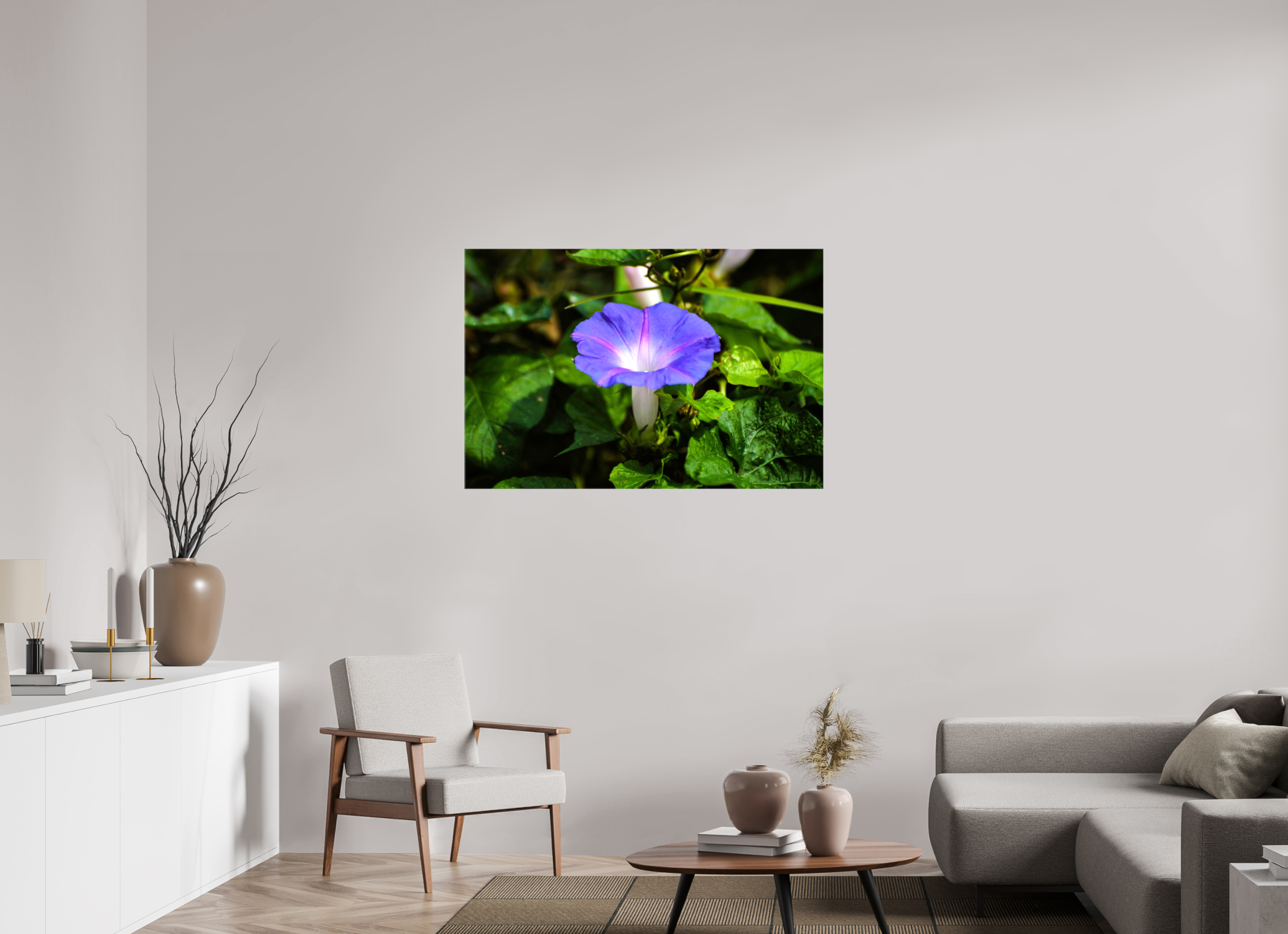 45 x 30″, Glossy Canvas on Stretcher Frame, 1,57" Wrapped Heavenly Blue Morning Glory
