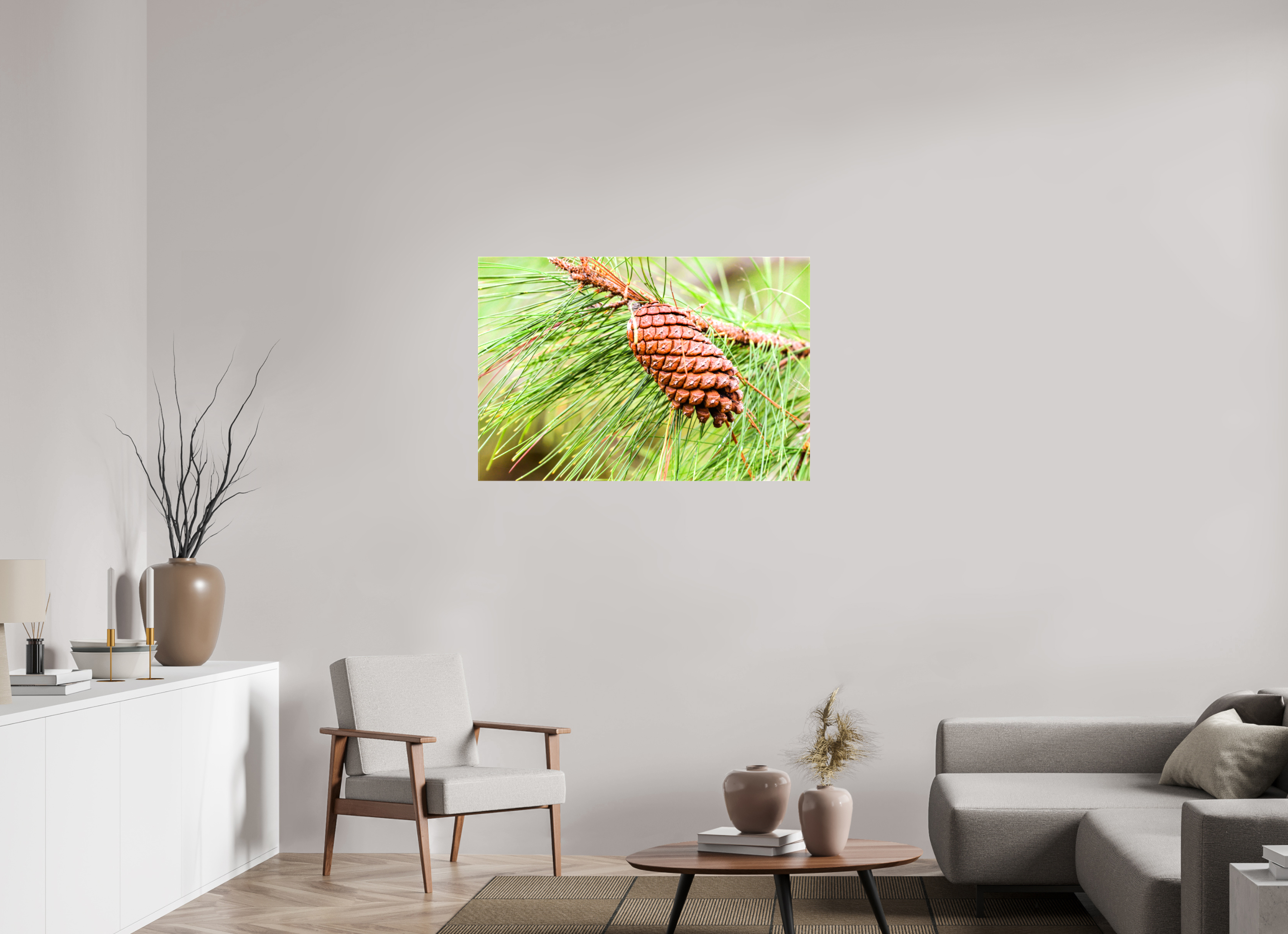 41.6 x 28″, Glossy Canvas on Stretcher Frame, 1,57" Wrapped The Longleaf Pine Cone