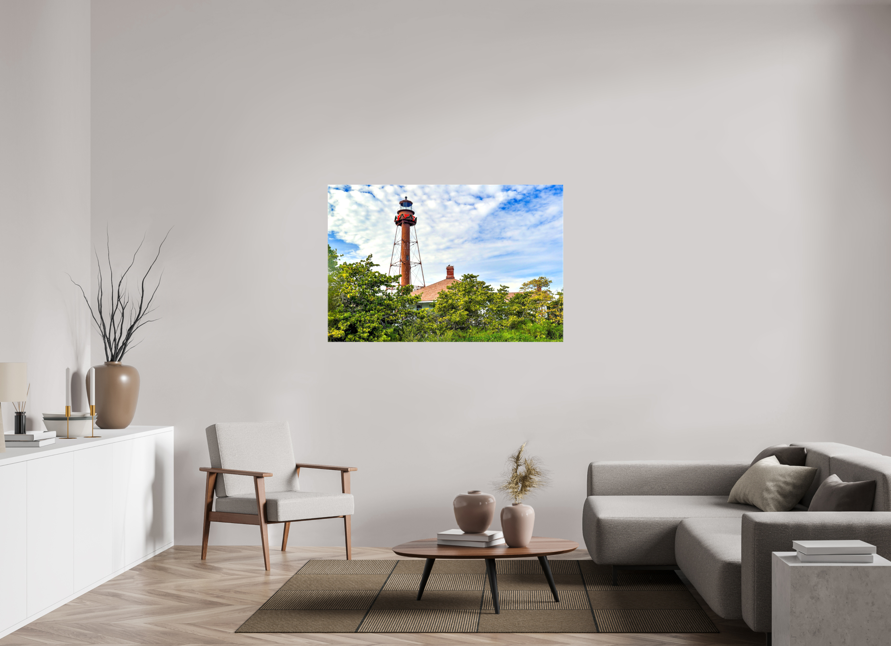 54 x 36″, Glossy Canvas on Stretcher Frame, 1,57" Wrapped Sanibel Island Lighthouse – Holiday Edition