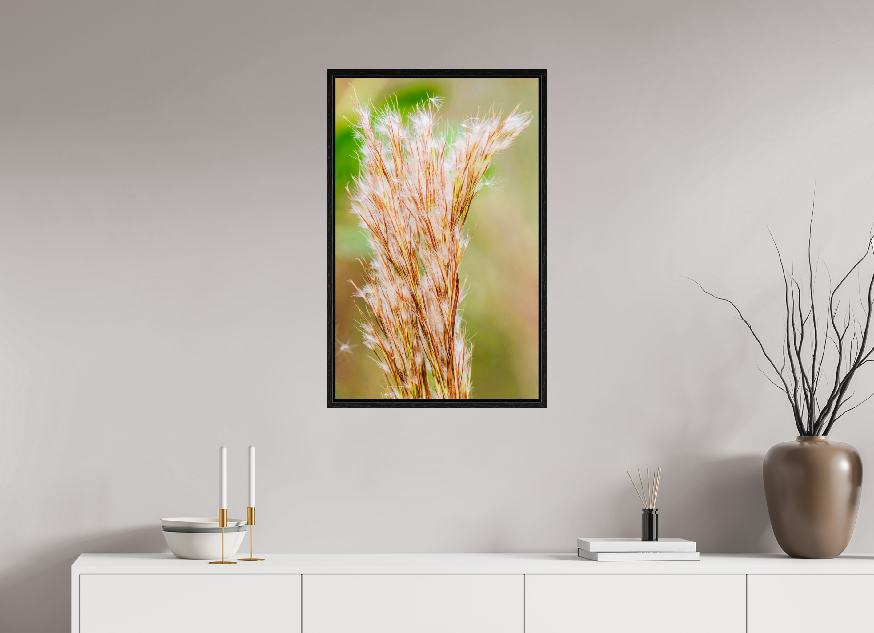 20 x 31.7″, Floater Frame Bushy Bluestem in the Breeze