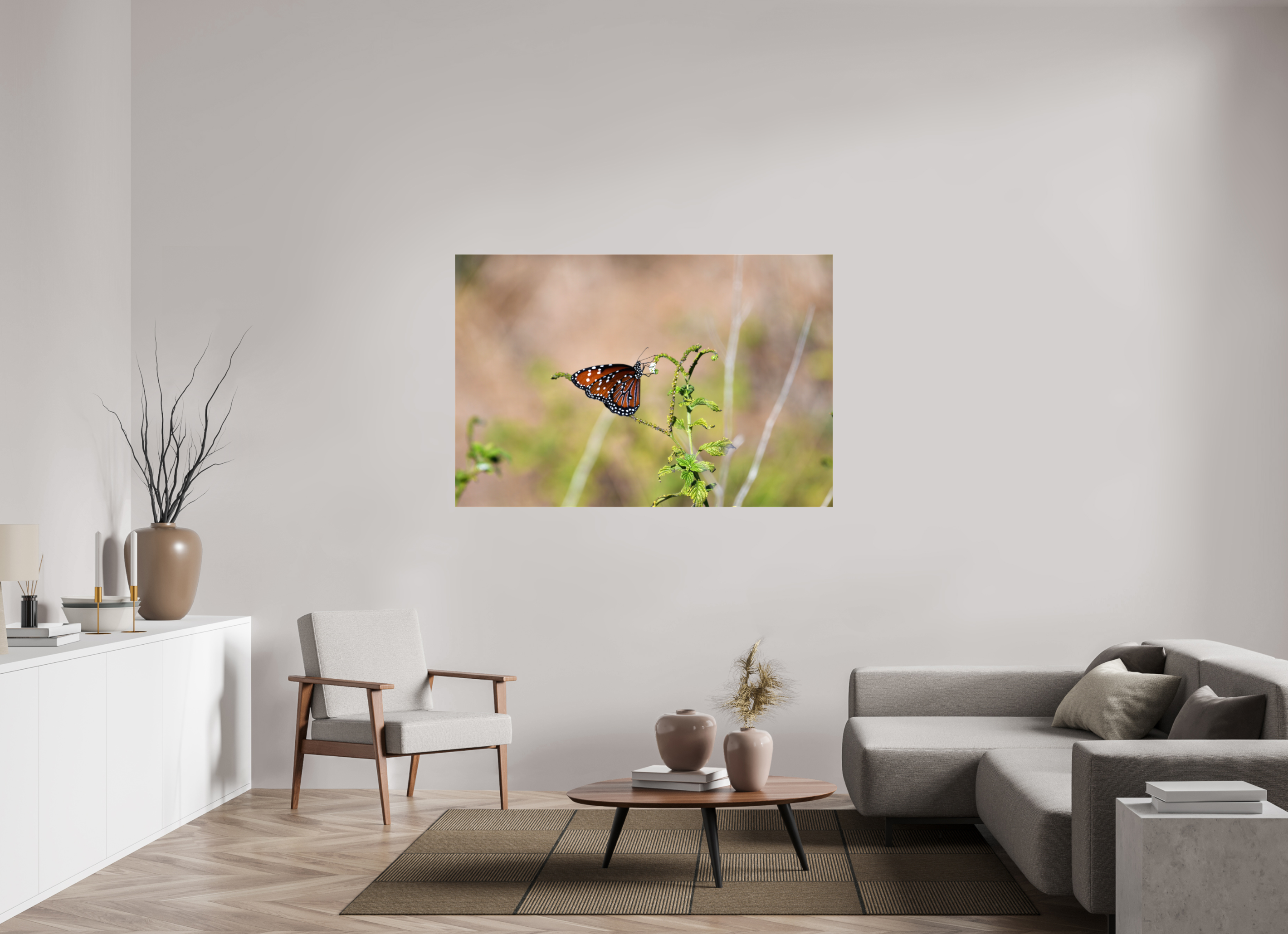 60 x 40″, Glossy Canvas on Stretcher Frame, 1,57" Wrapped Queen Butterfly