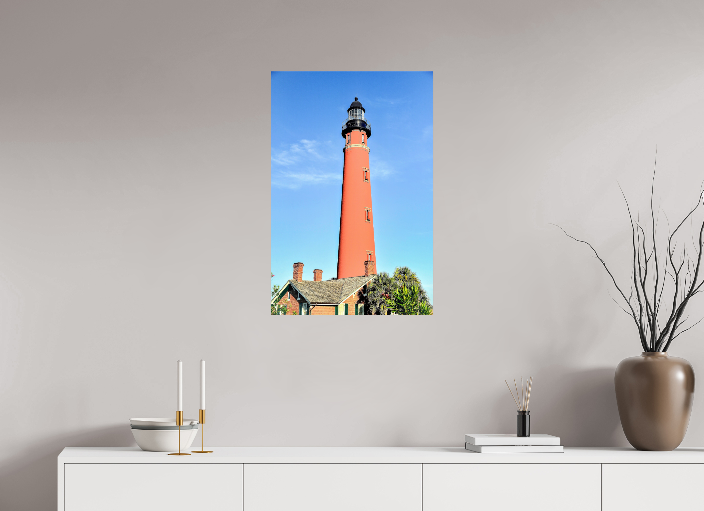 20 x 30″, Photo Print Under Acrylic Glass Historic Red Brick Ponce de Leon Lighthouse