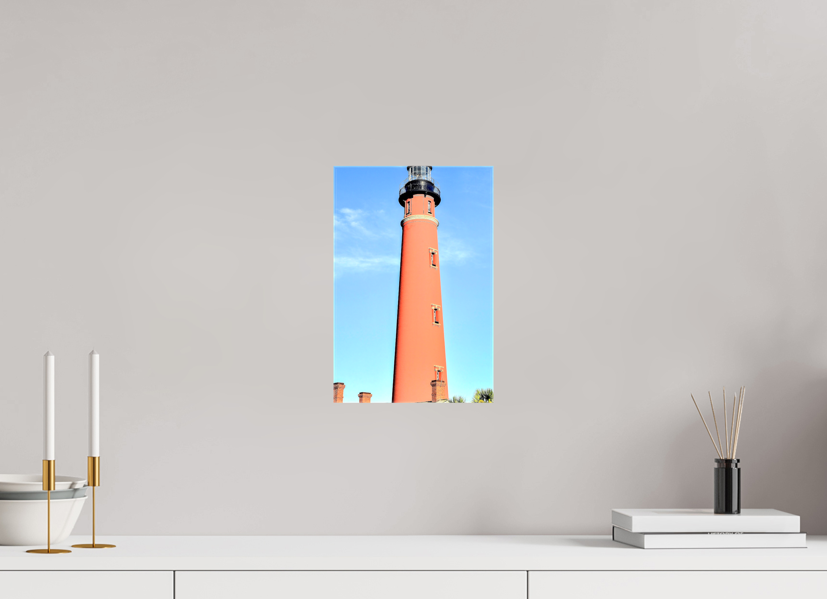 8 x 12″, Glossy Canvas on Stretcher Frame, 1,57" Wrapped Historic Red Brick Ponce de Leon Lighthouse