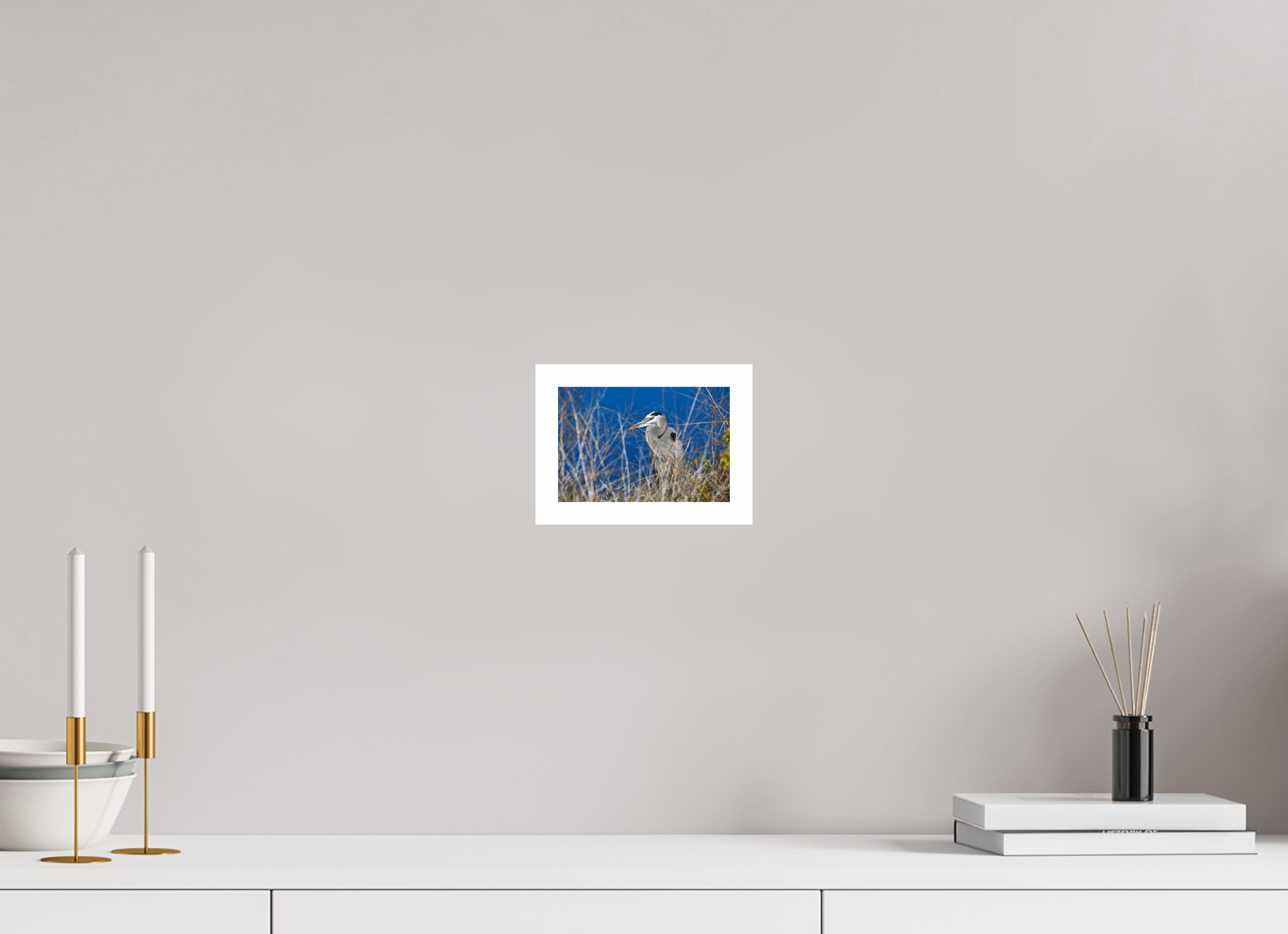 6 x 4″, Hahnemühle FineArt Pearl Print, .79" white border Hidden Majesty: Great Blue Heron