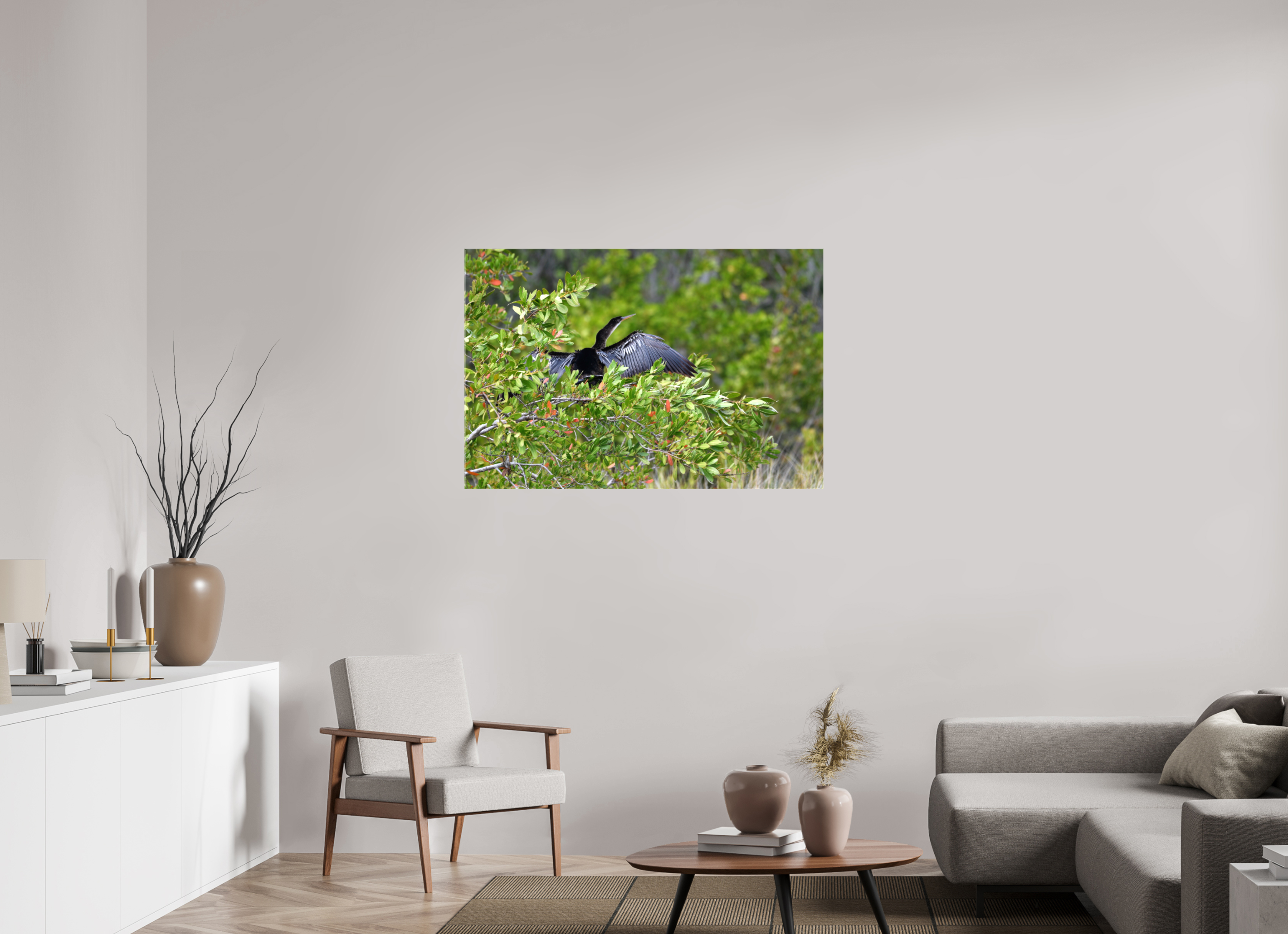 45 x 30″, Glossy Canvas on Stretcher Frame, 1,57" Wrapped Florida Anhinga Sunning