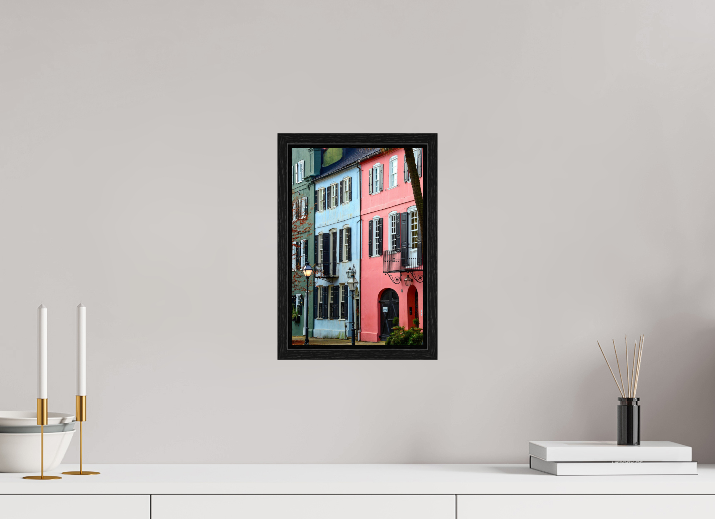 8 x 12″, Floater Frame Rainbow Row