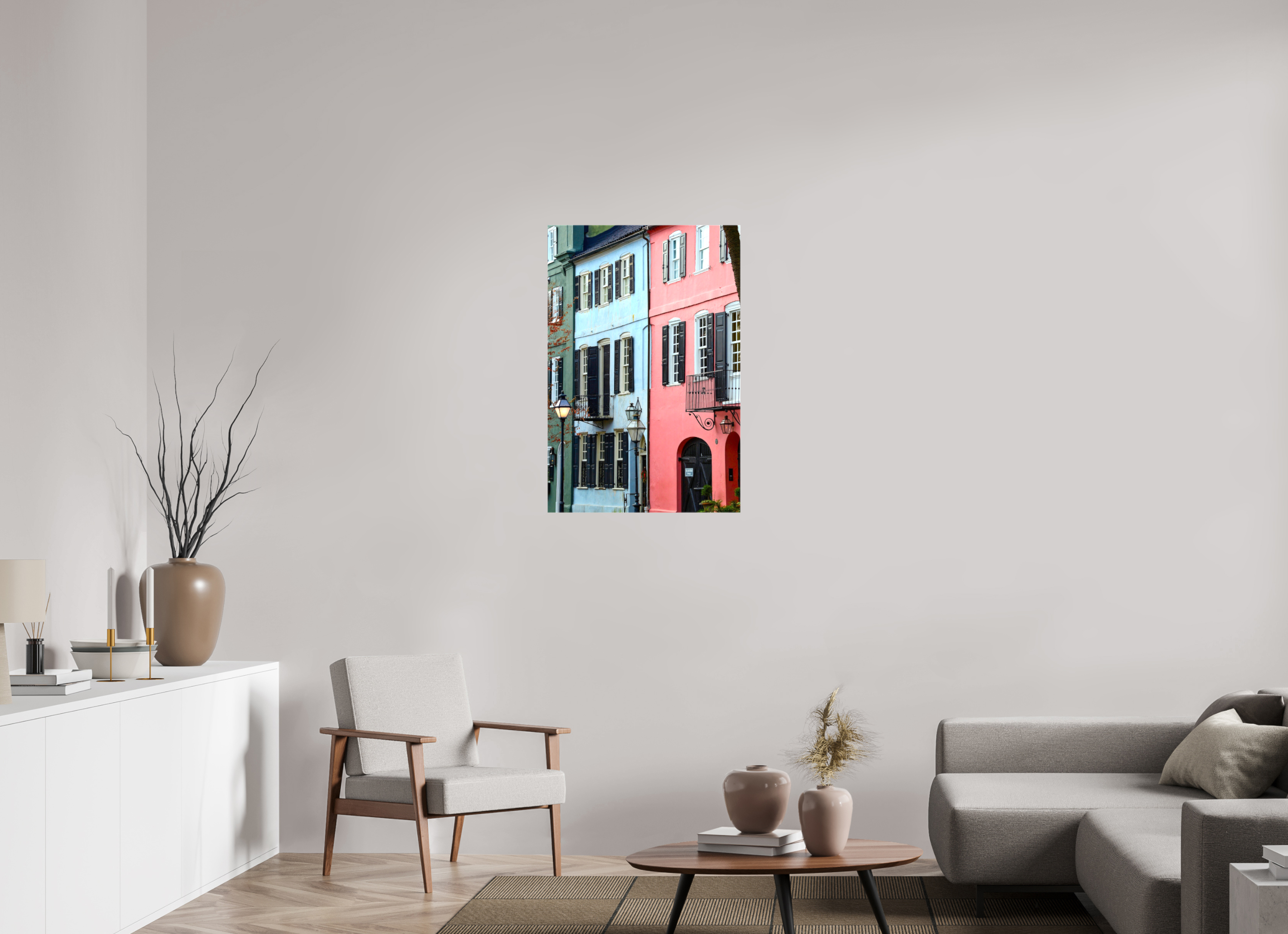 24 x 36″, Glossy Canvas on Stretcher Frame, 1,57" Wrapped Rainbow Row