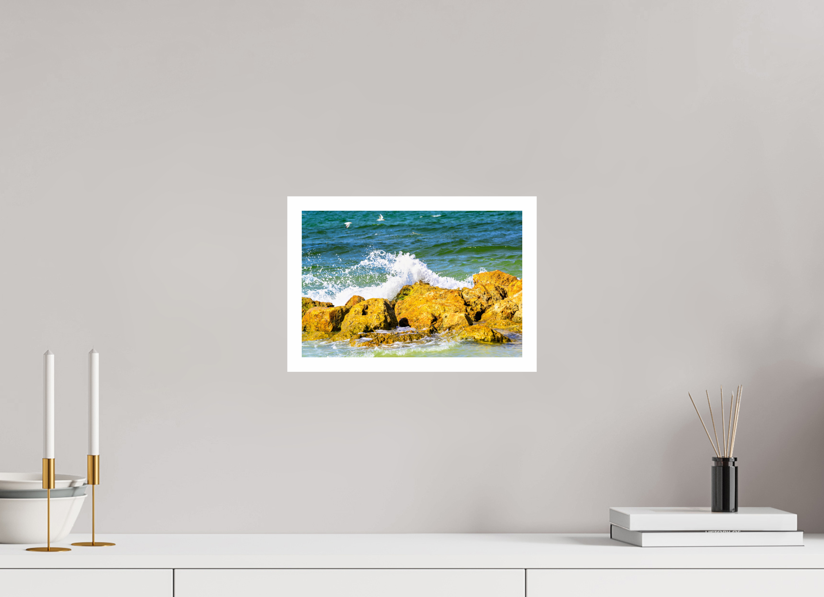 12 x 8″, Hahnemühle FineArt Pearl Print, .79" white border Waves Breaking