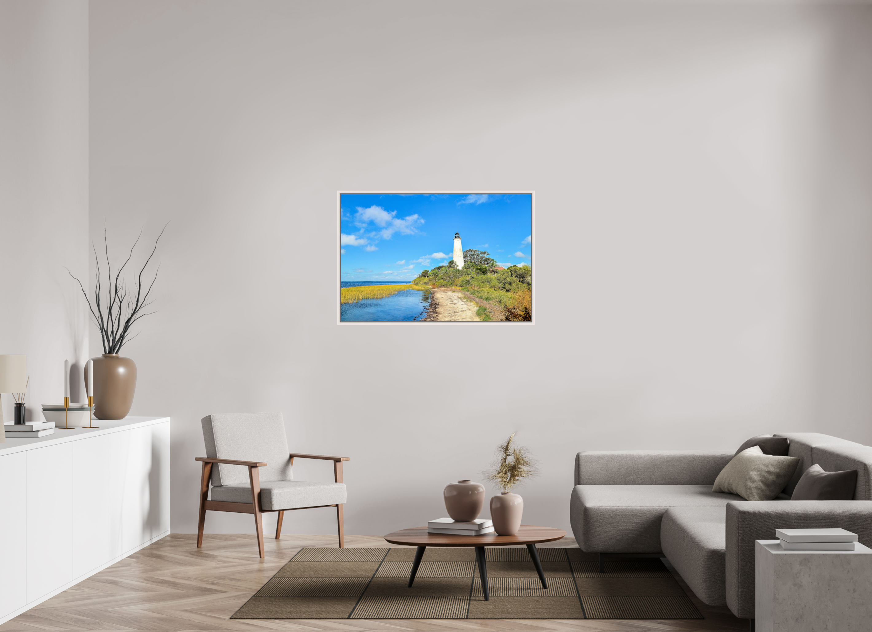 45 x 30″, Photo Print Under Acrylic Glass Basel 0.6", Maple White St. Marks Lighthouse