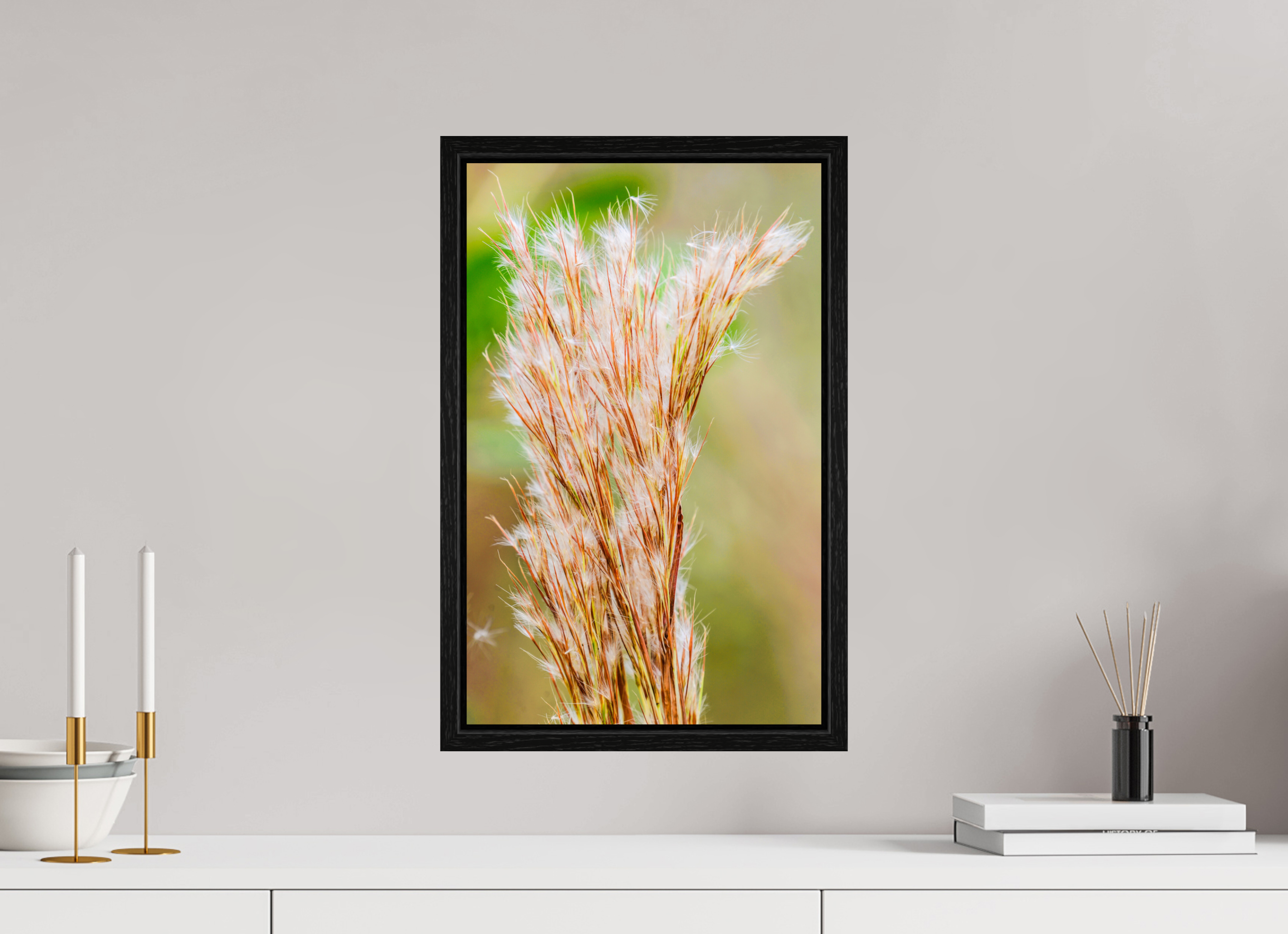 12 x 19″, Floater Frame Bushy Bluestem in the Breeze