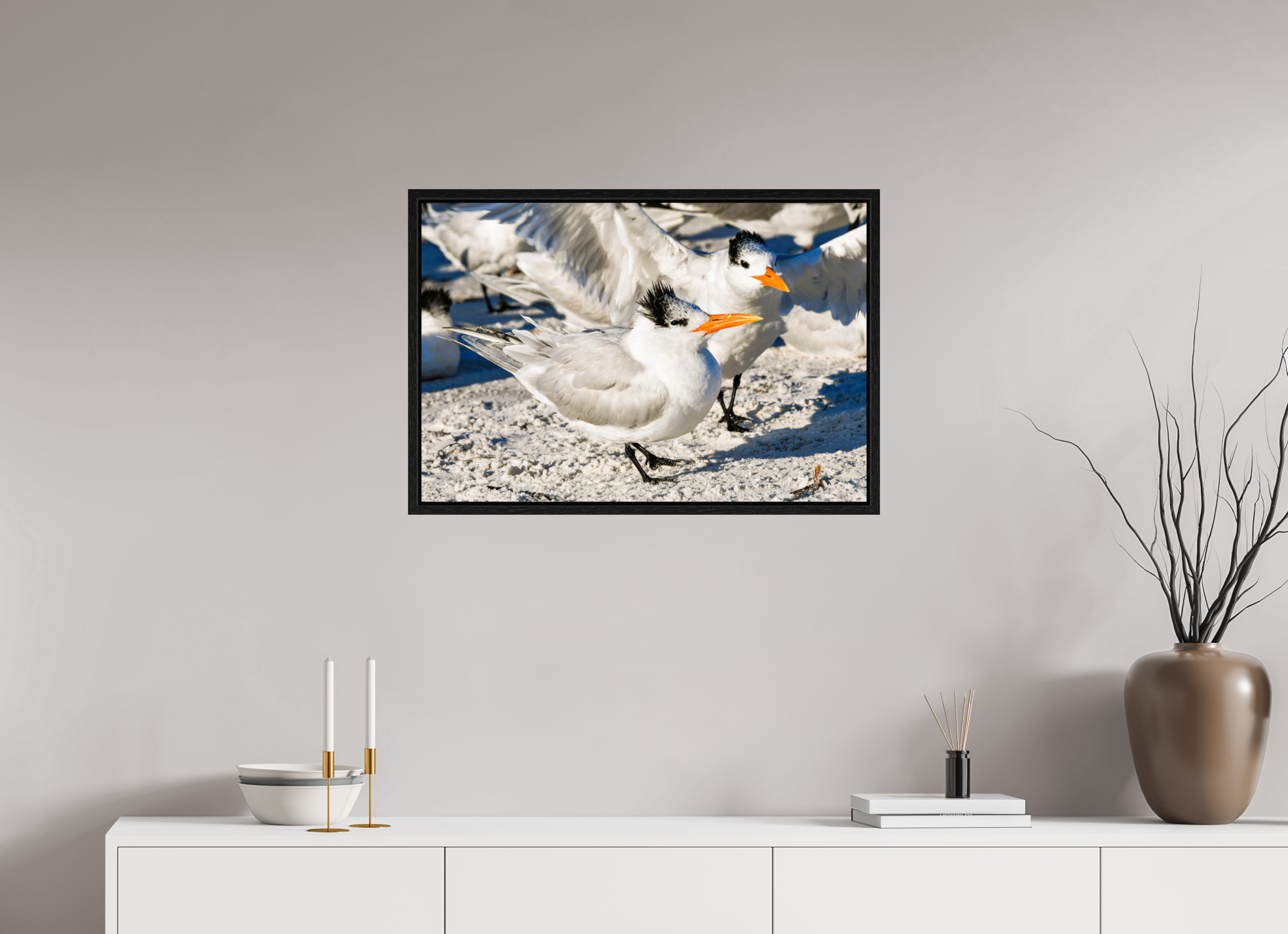 29.8 x 20″, Floater Frame, Basel 0.6", Black Oak, Glossy Acrylic Glass Coastal Royalty