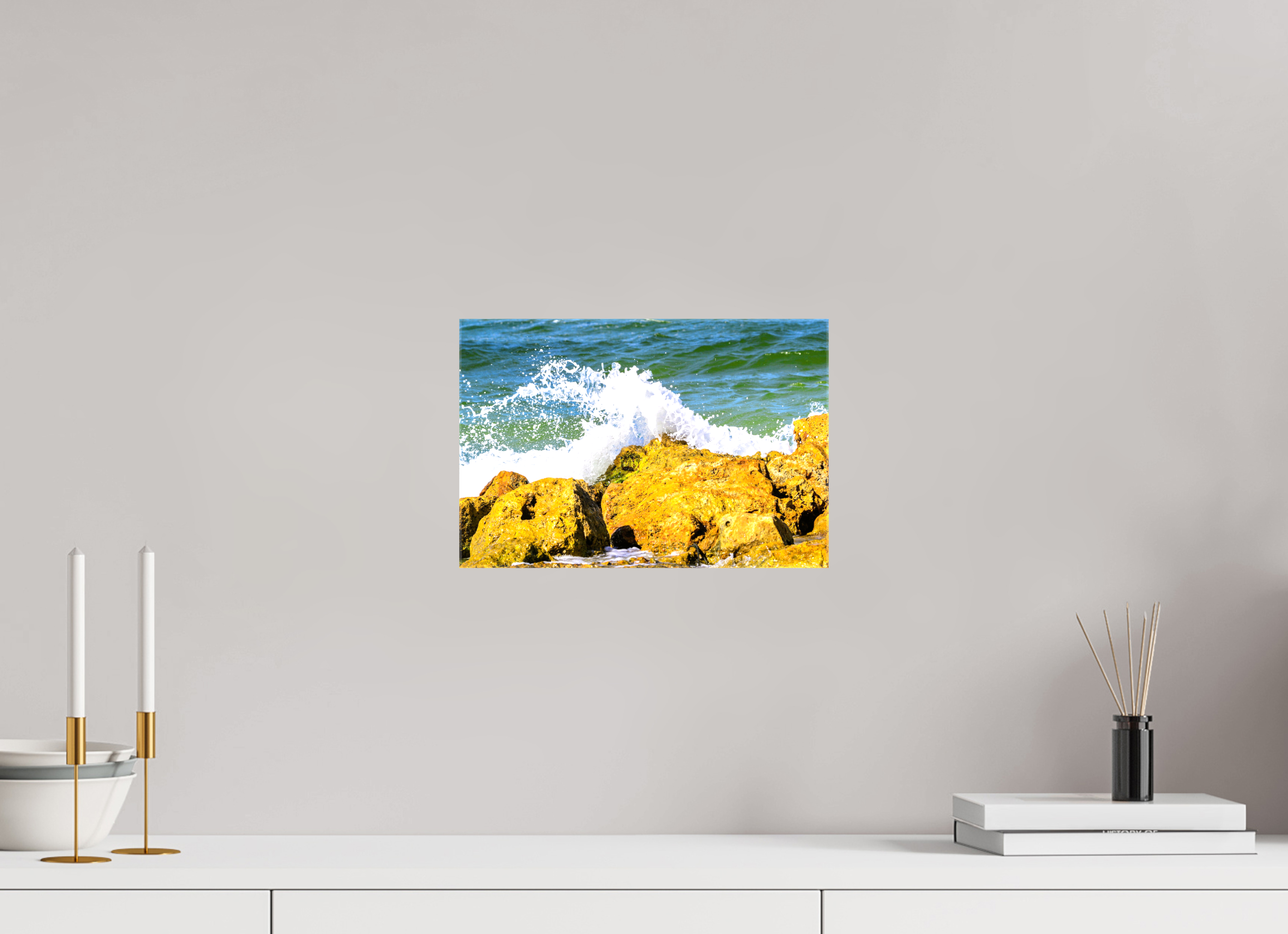 12 x 8″, Glossy Canvas on Stretcher Frame, 1,57" Wrapped Waves Breaking