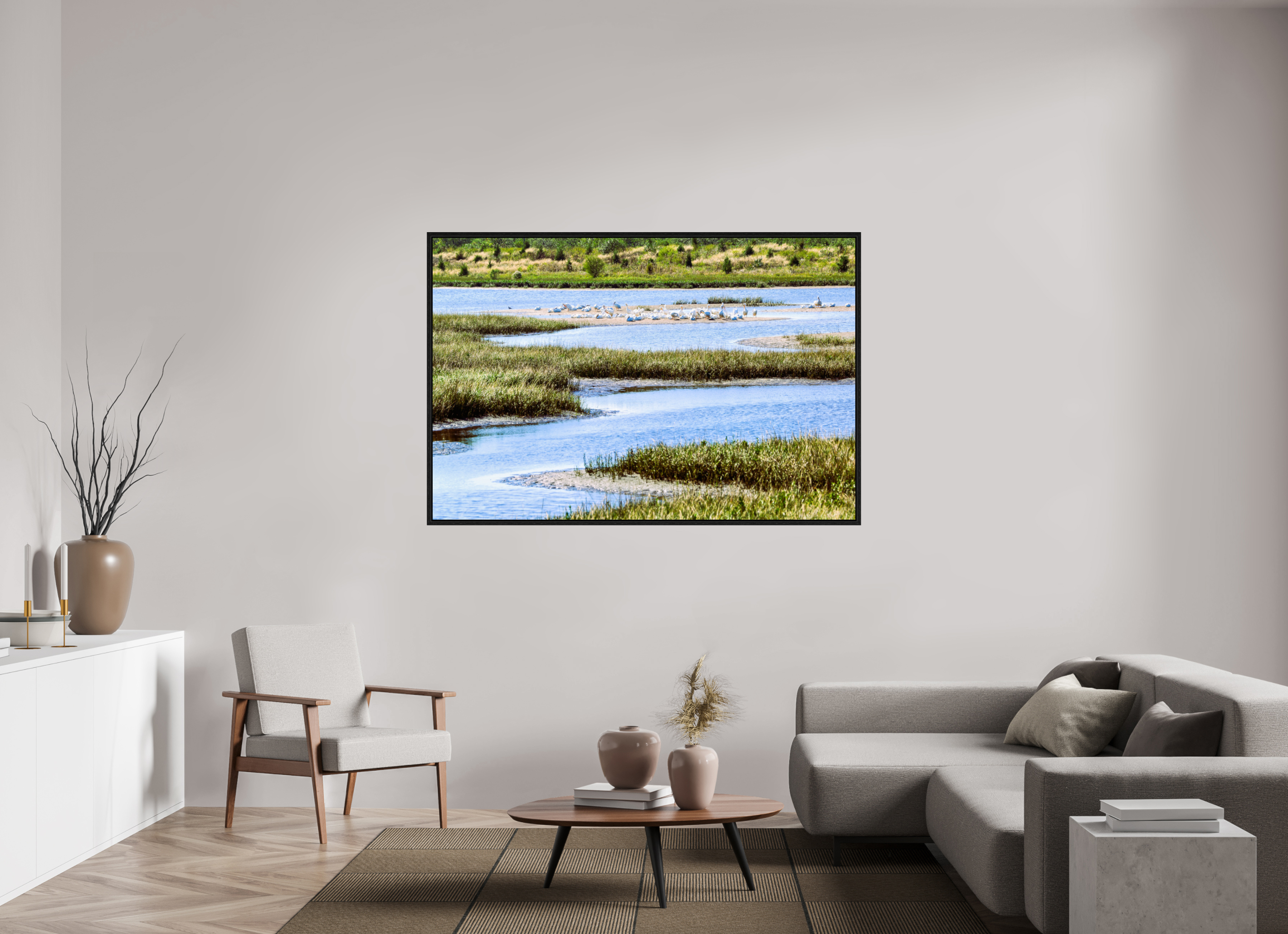 66 x 44″, Floater Frame Marshland Sanctuary