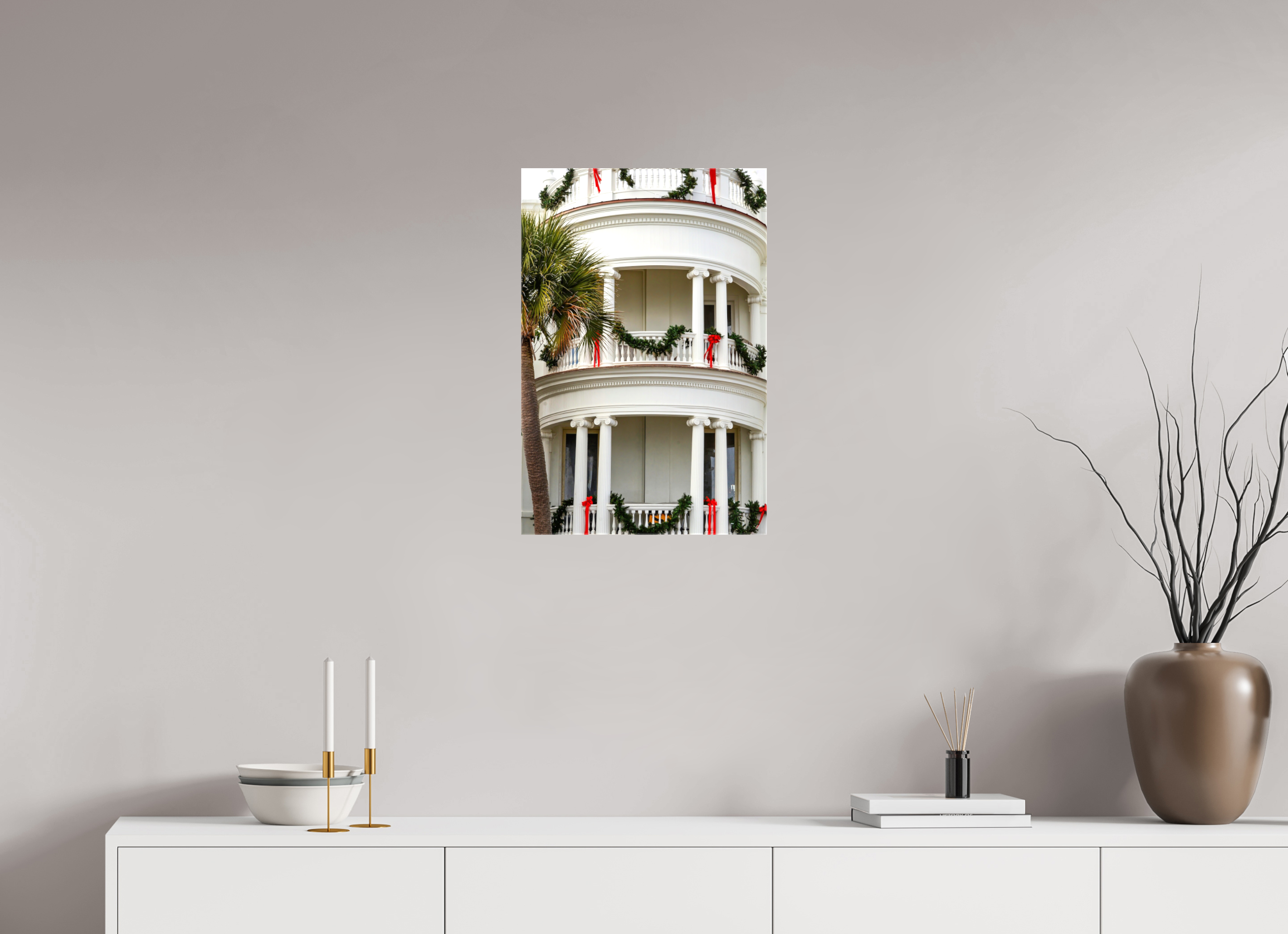 16 x 24″, Glossy Canvas on Stretcher Frame, 1,57" Wrapped Christmas on the Battery: Porcher-Simonds House