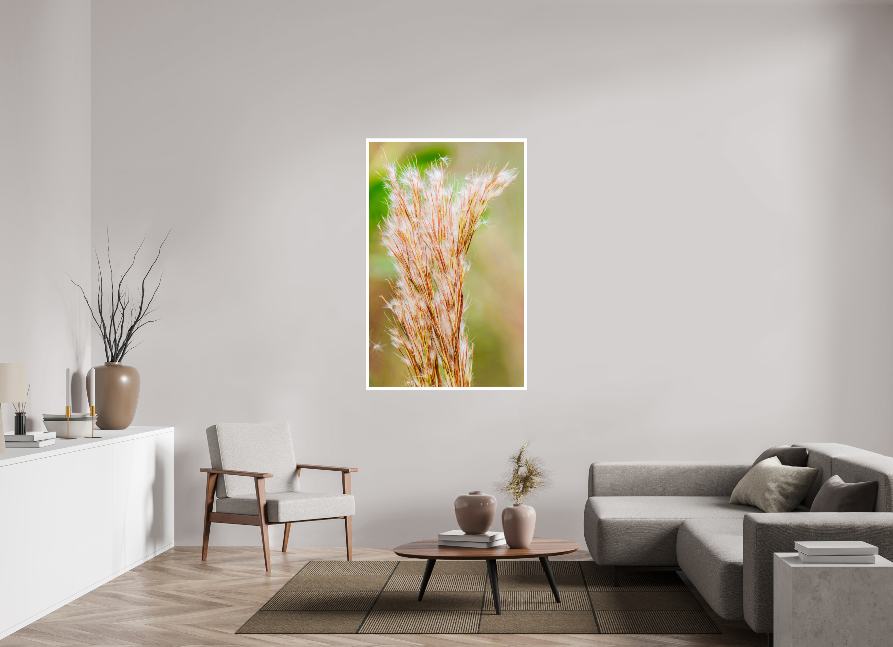 36 x 57″, Hahnemühle FineArt Pearl Print without Frame, .79" white border Bushy Bluestem in the Breeze