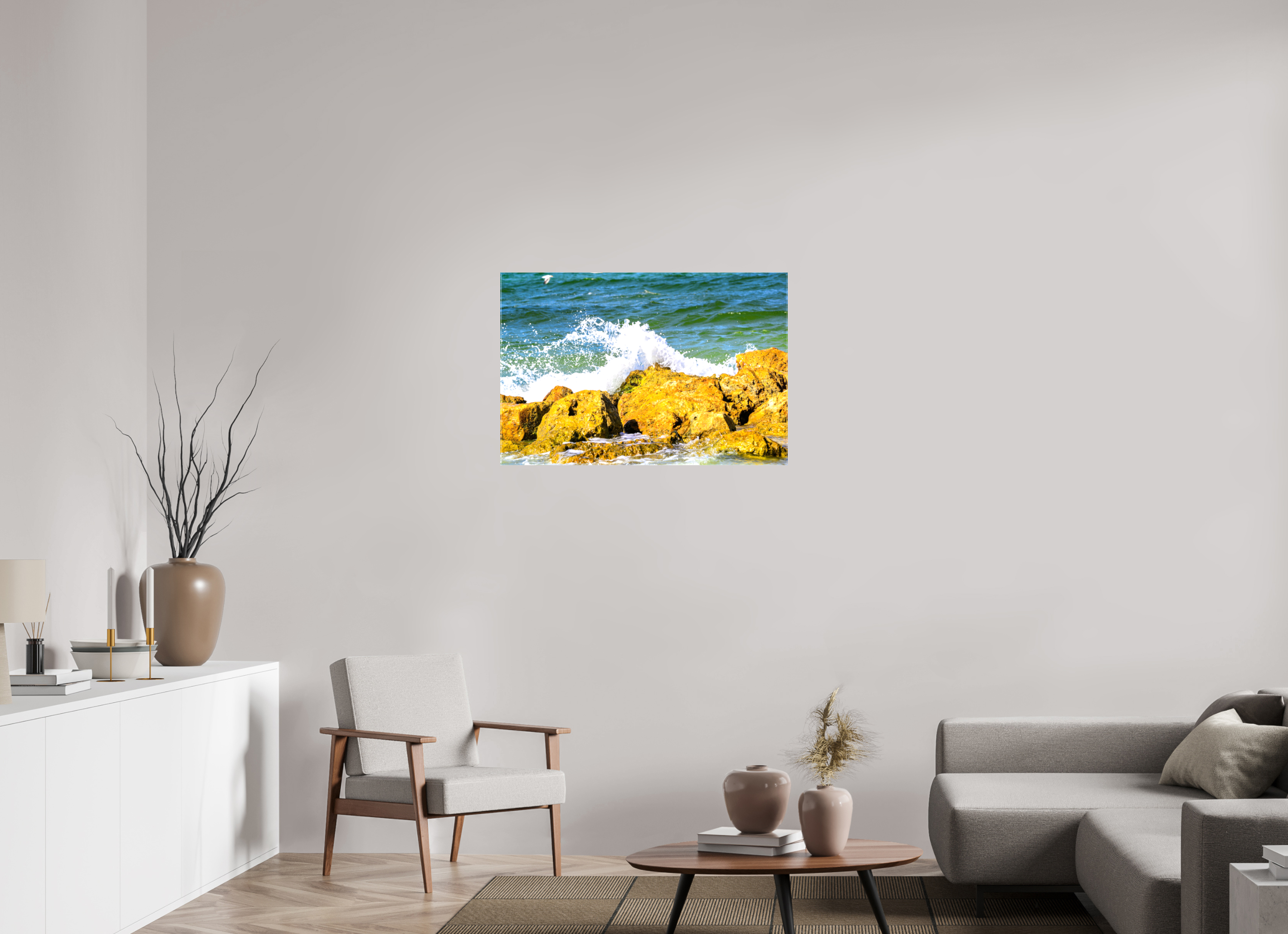 36 x 24″, Glossy Canvas on Stretcher Frame, 1,57" Wrapped Waves Breaking