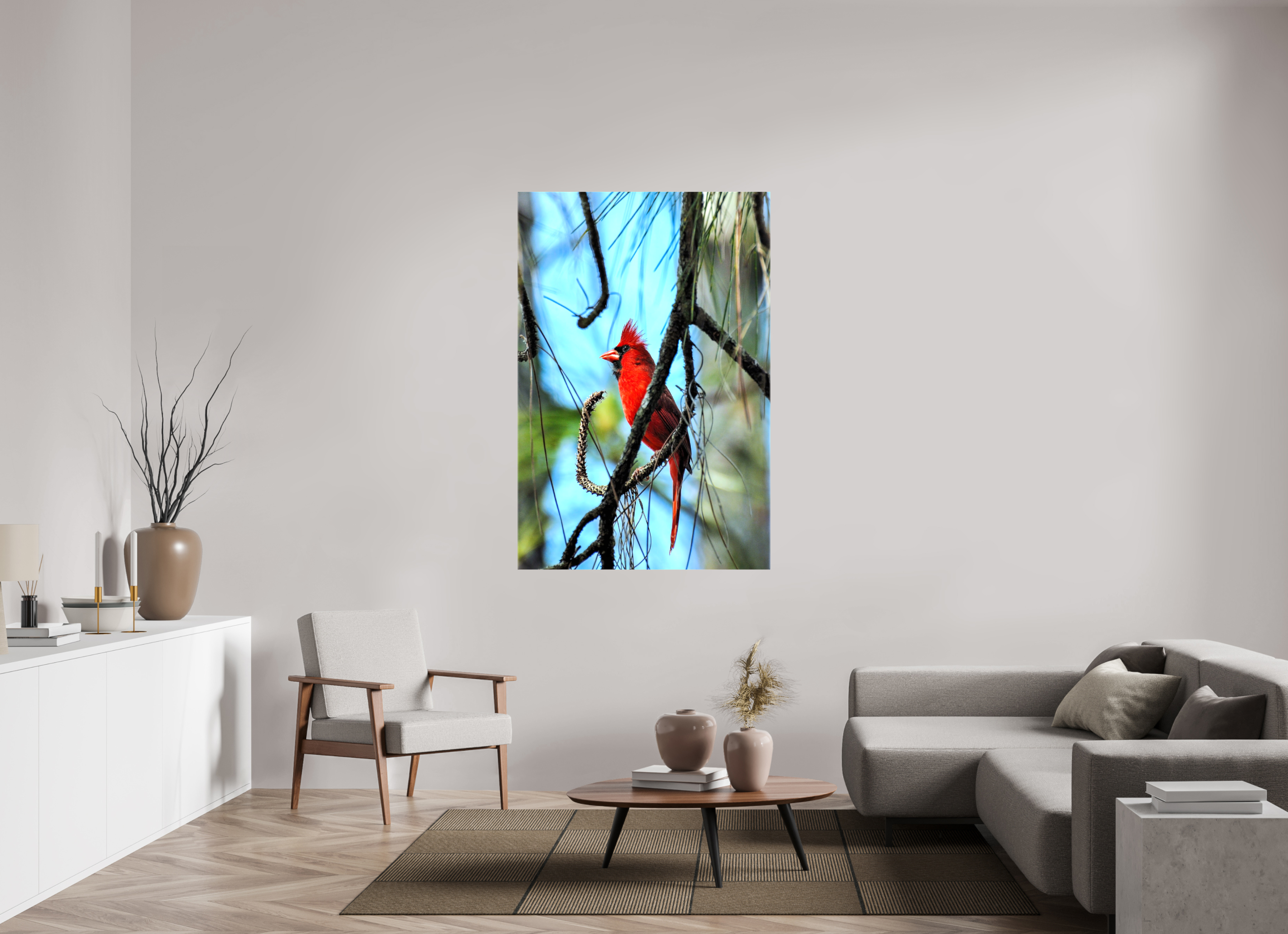 40 x 60″, Glossy Canvas on Stretcher Frame, 1,57" Wrapped The Corkscrew Cardinal