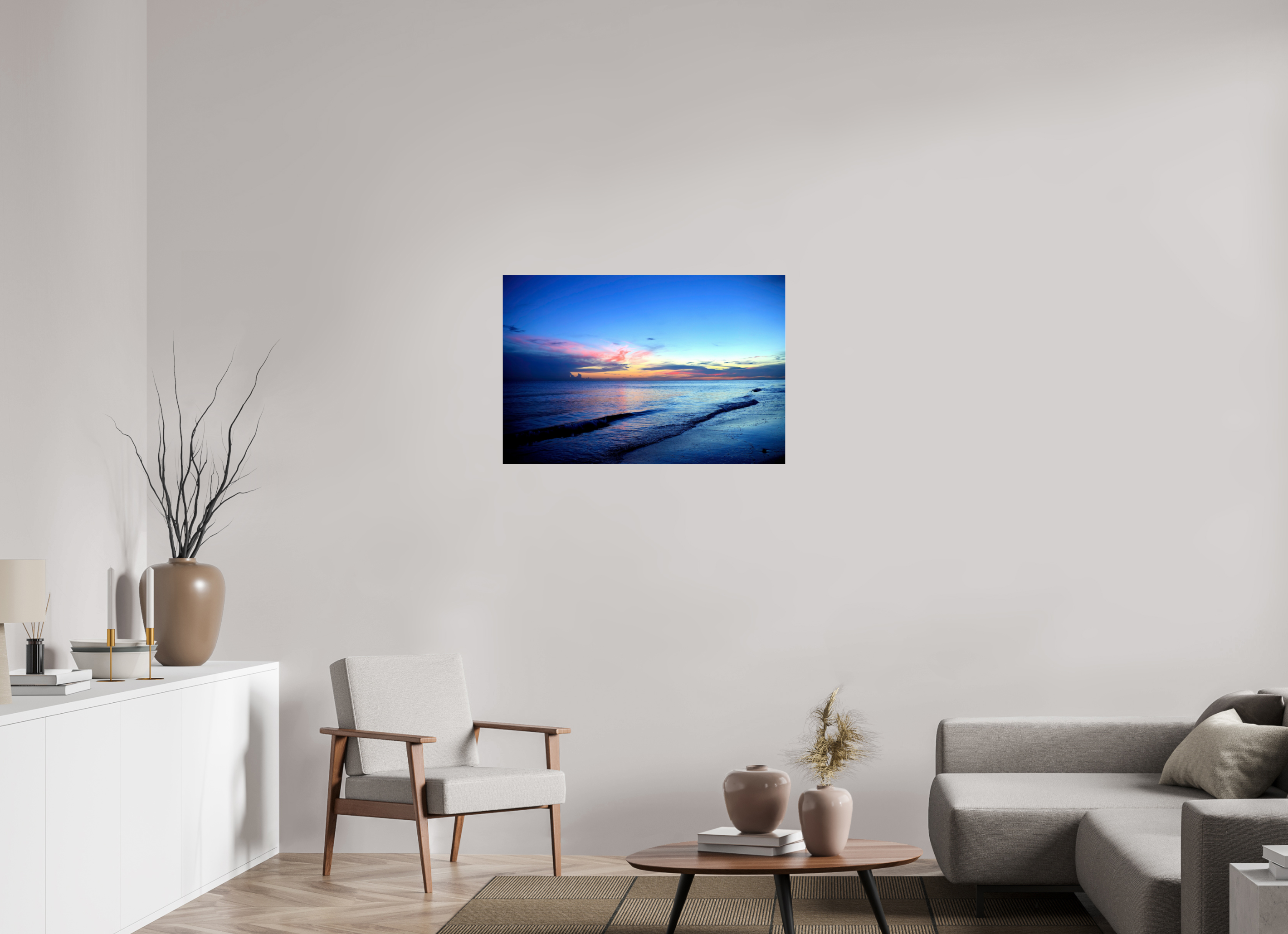 36 x 24″, Metallic Photo Print Under Acrylic Glass Indigo Horizon