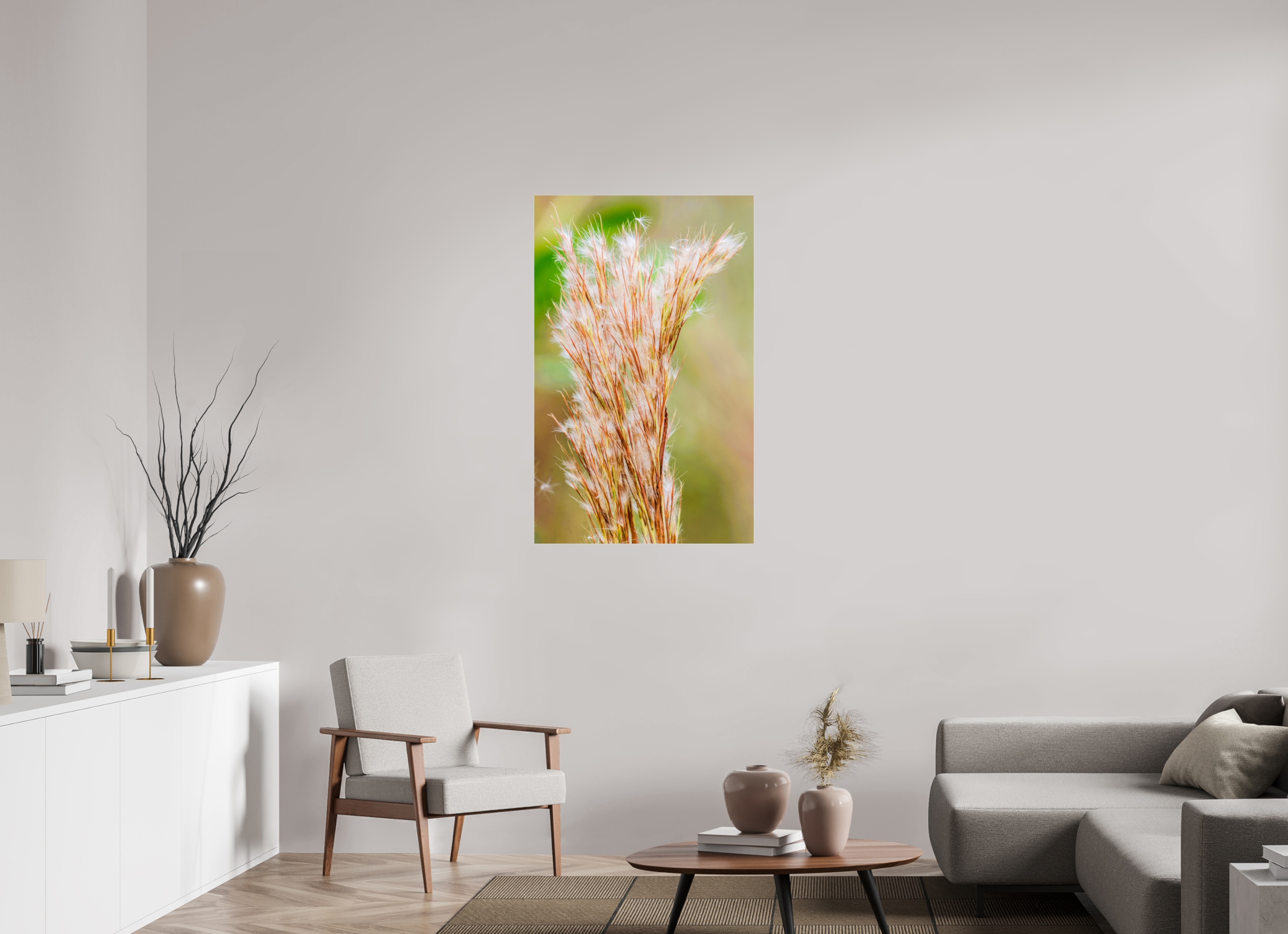 28 x 44.3″, Photo Print Under Acrylic Glass Bushy Bluestem in the Breeze