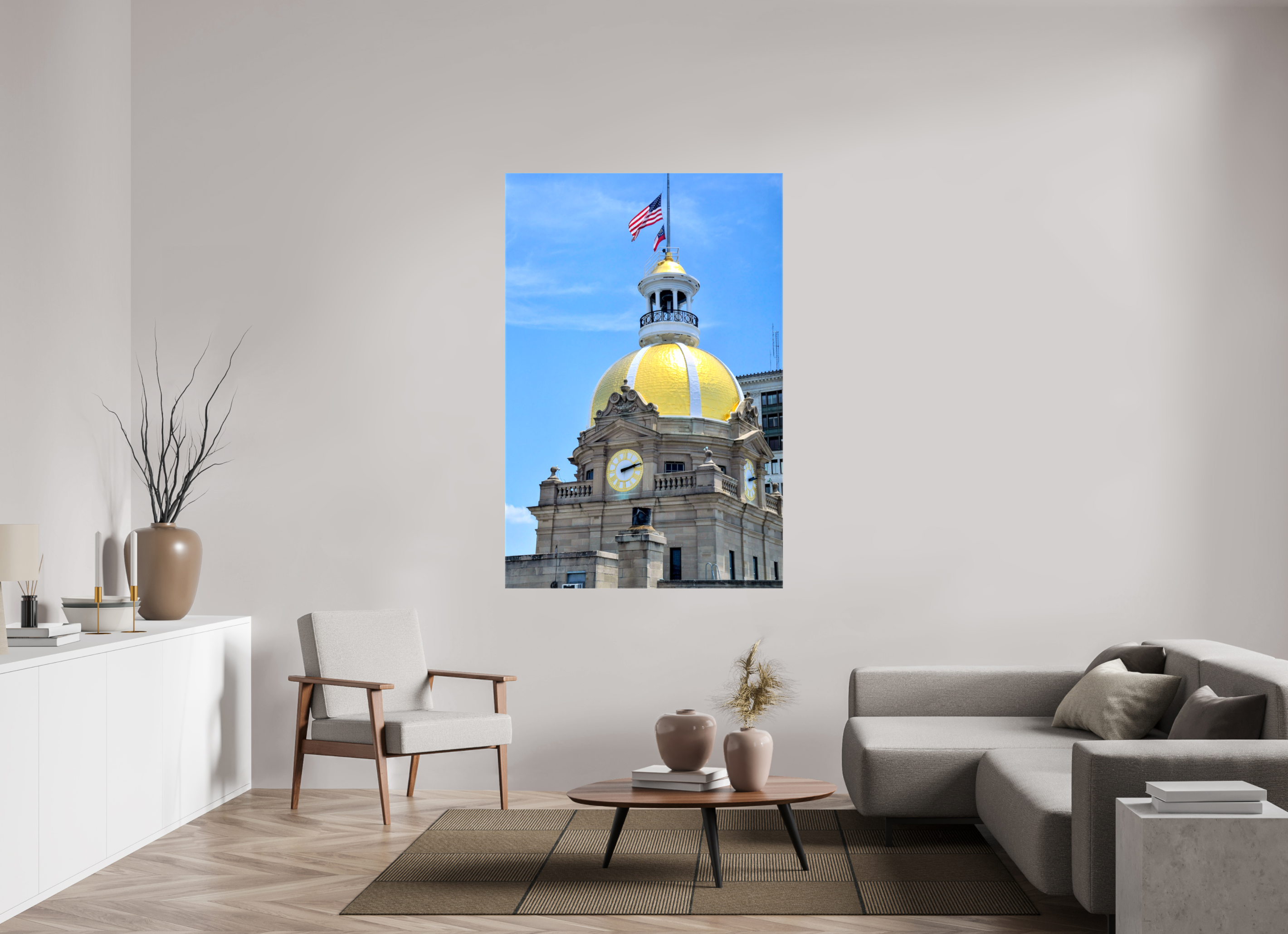 44 x 66″, Glossy Canvas on Stretcher Frame, 1,57" Wrapped The Gilded Heart of Savannah