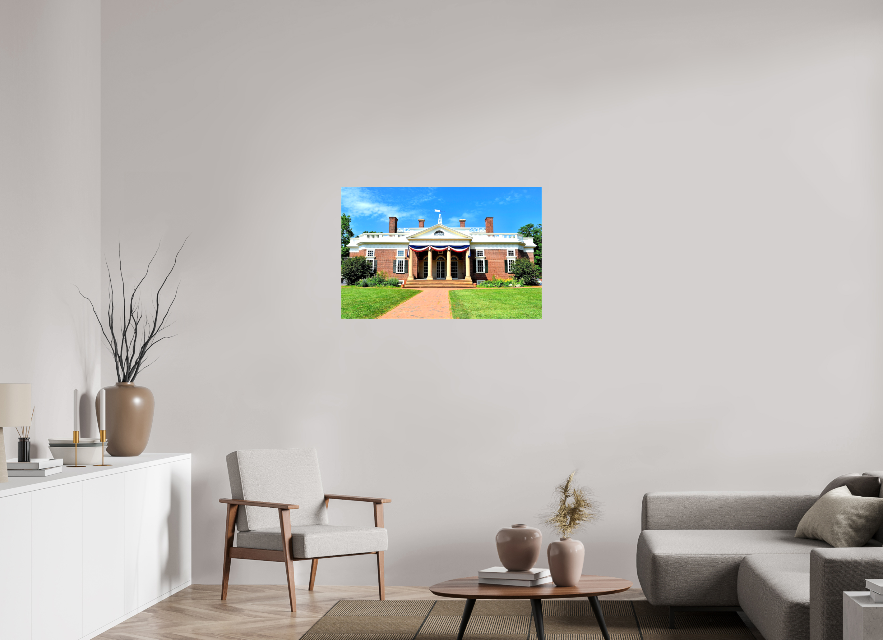 36.7 x 24″, Glossy Canvas on Stretcher Frame, 1,57" Wrapped Jefferson’s Masterpiece: Monticello at Midday