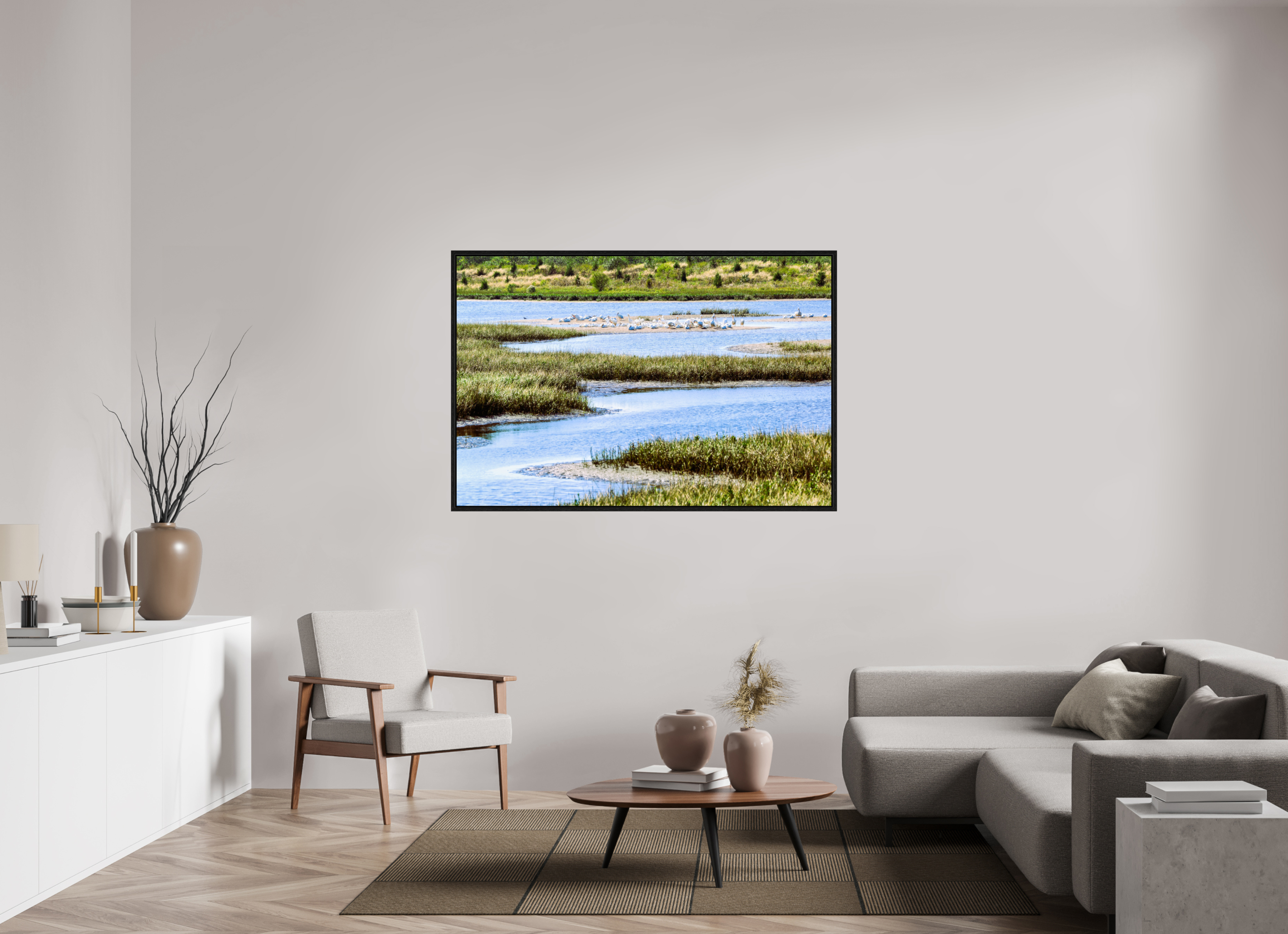 60 x 40″, Floater Frame Marshland Sanctuary