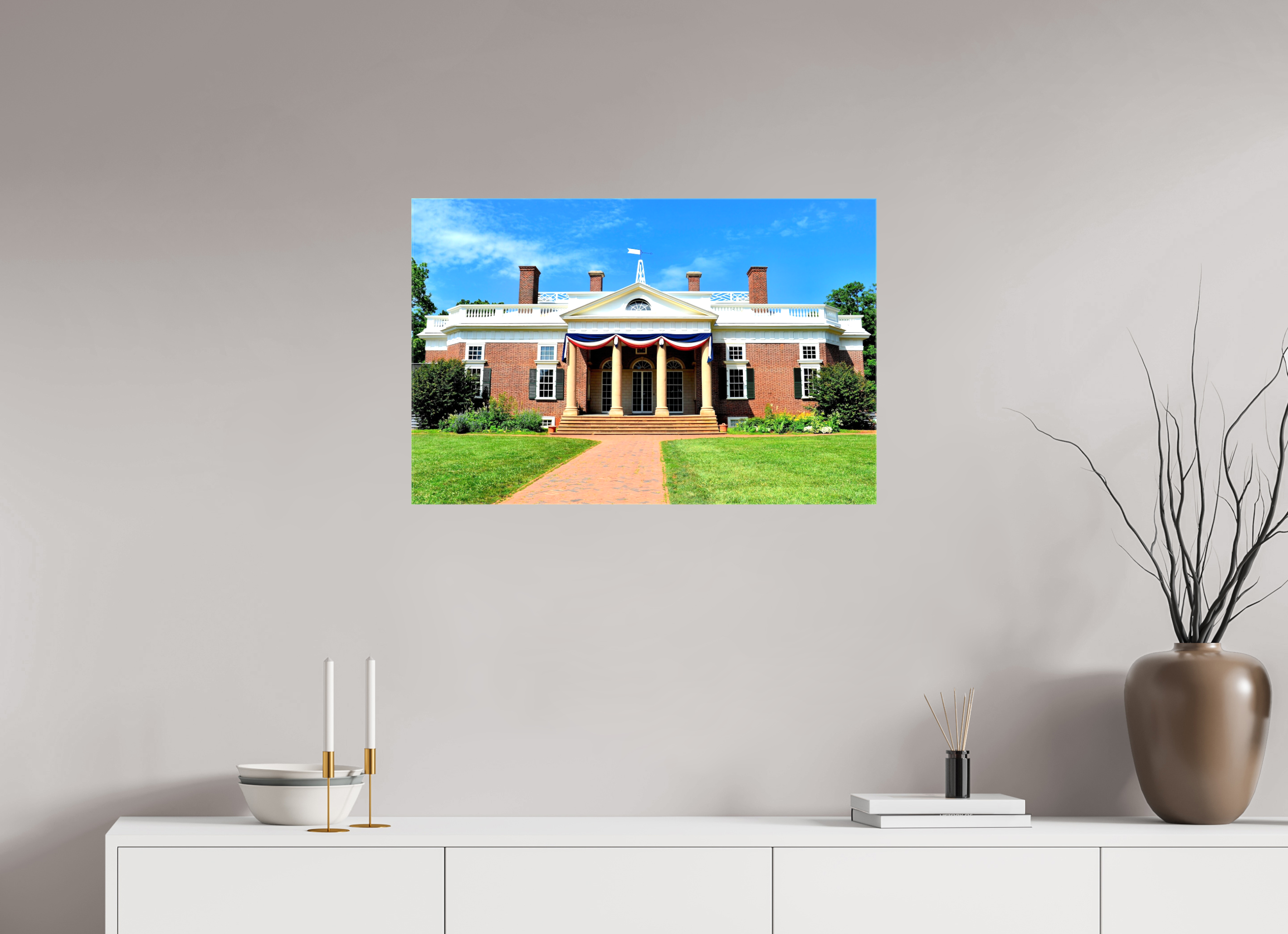 30.6 x 20″, Glossy Canvas on Stretcher Frame, 1,57" Wrapped Jefferson’s Masterpiece: Monticello at Midday