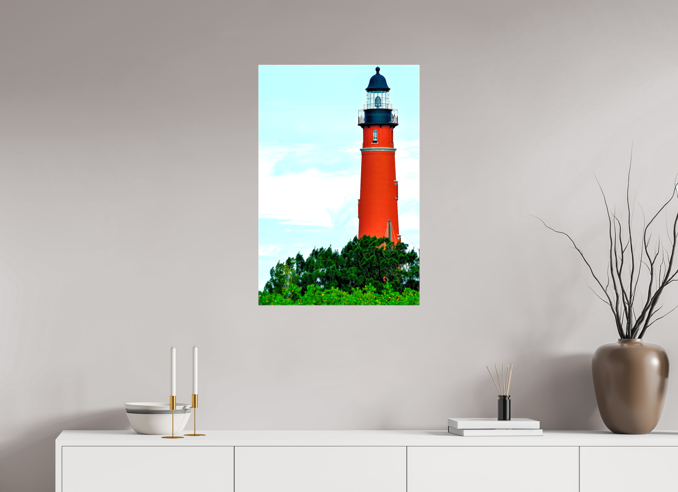 20 x 30″, Glossy Canvas on Stretcher Frame, 1,57" Wrapped Ponce de Leon Inlet Lighthouse