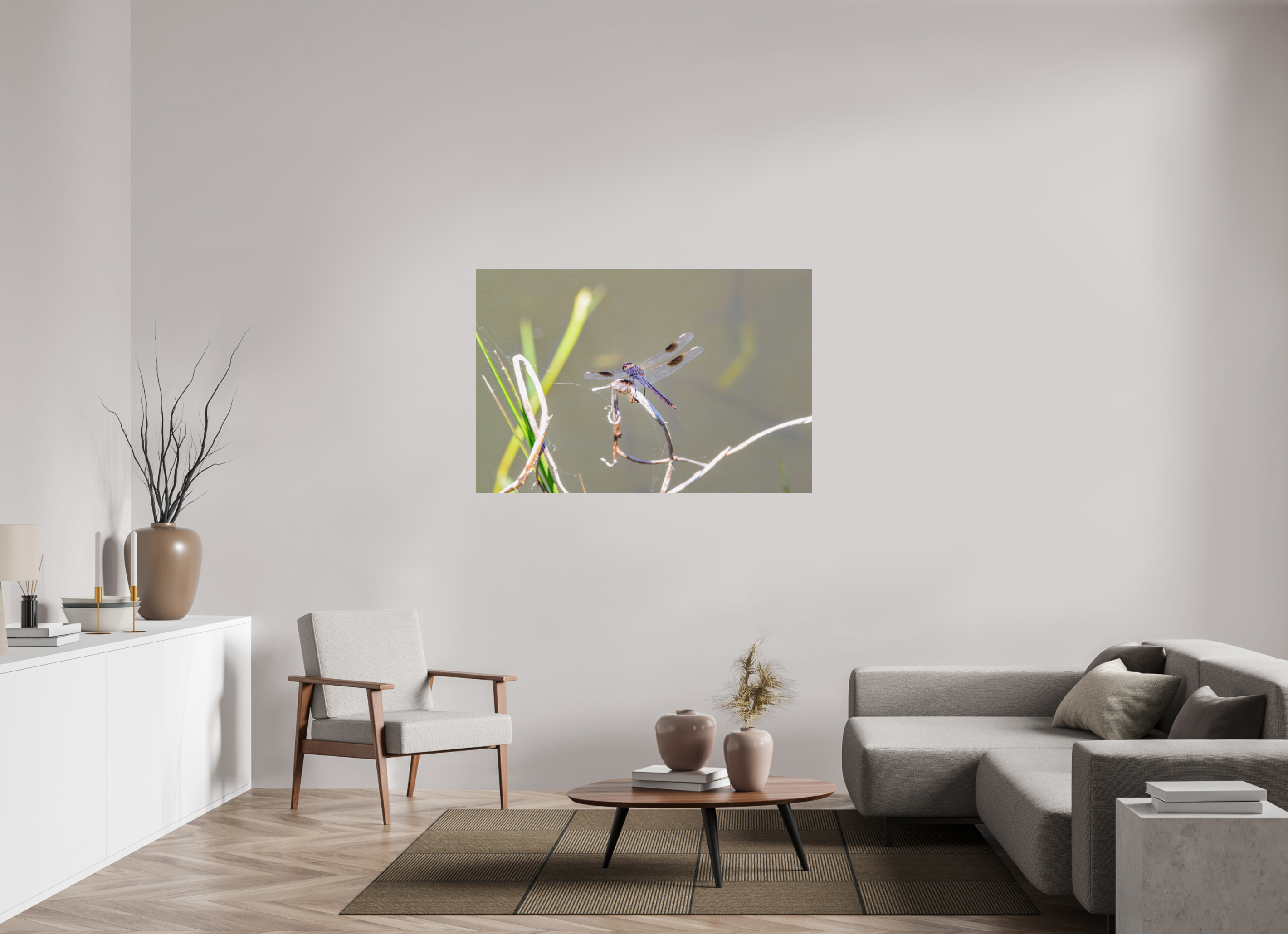 54 x 36″, Metallic Photo Print Under Acrylic Glass Pennant Dragonfly in the Marsh