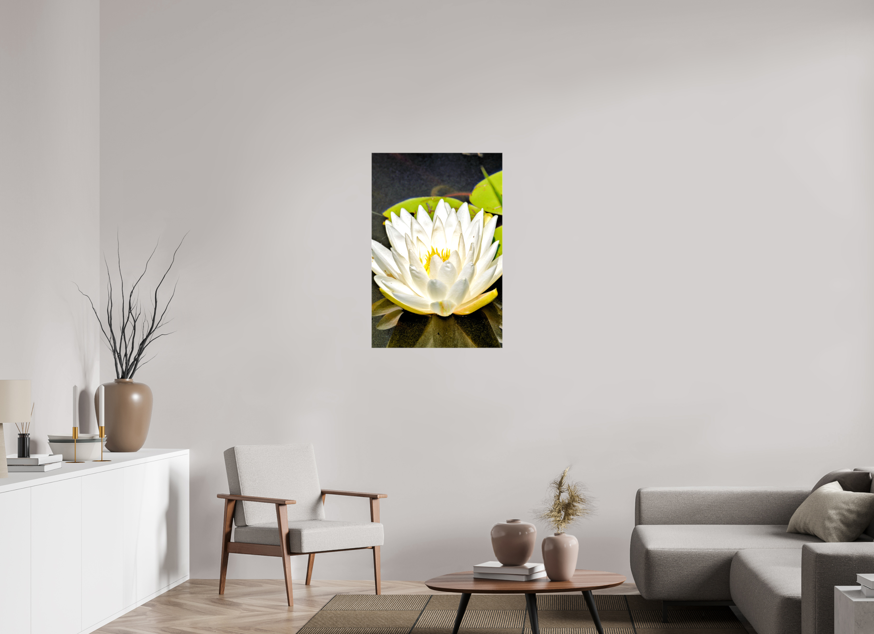 24 x 36″, Glossy Canvas on Stretcher Frame, 1,57" Wrapped The White Water Lily