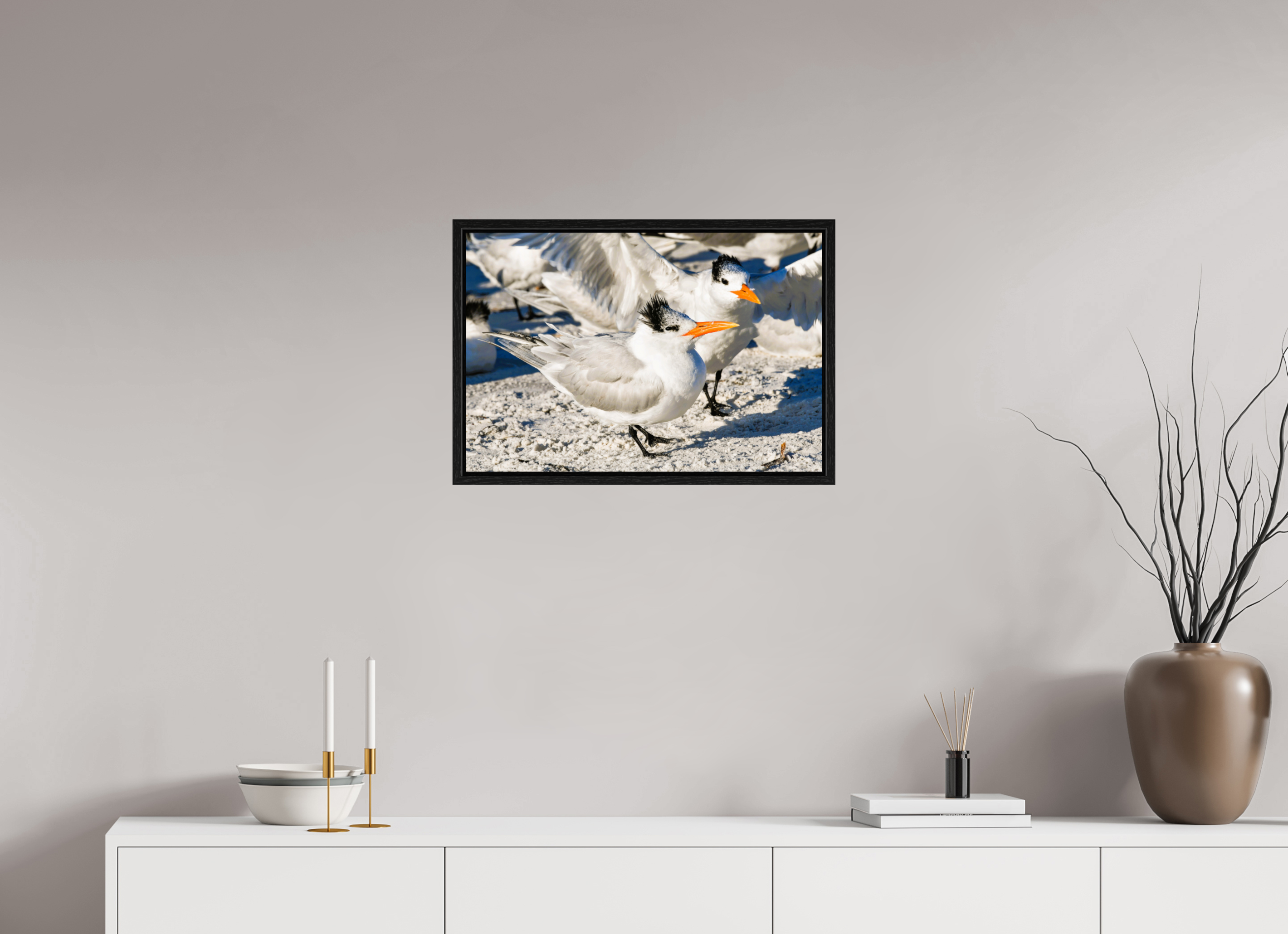 23.8 x 16″, Floater Frame, Basel 0.6", Black Oak, Glossy Acrylic Glass Coastal Royalty