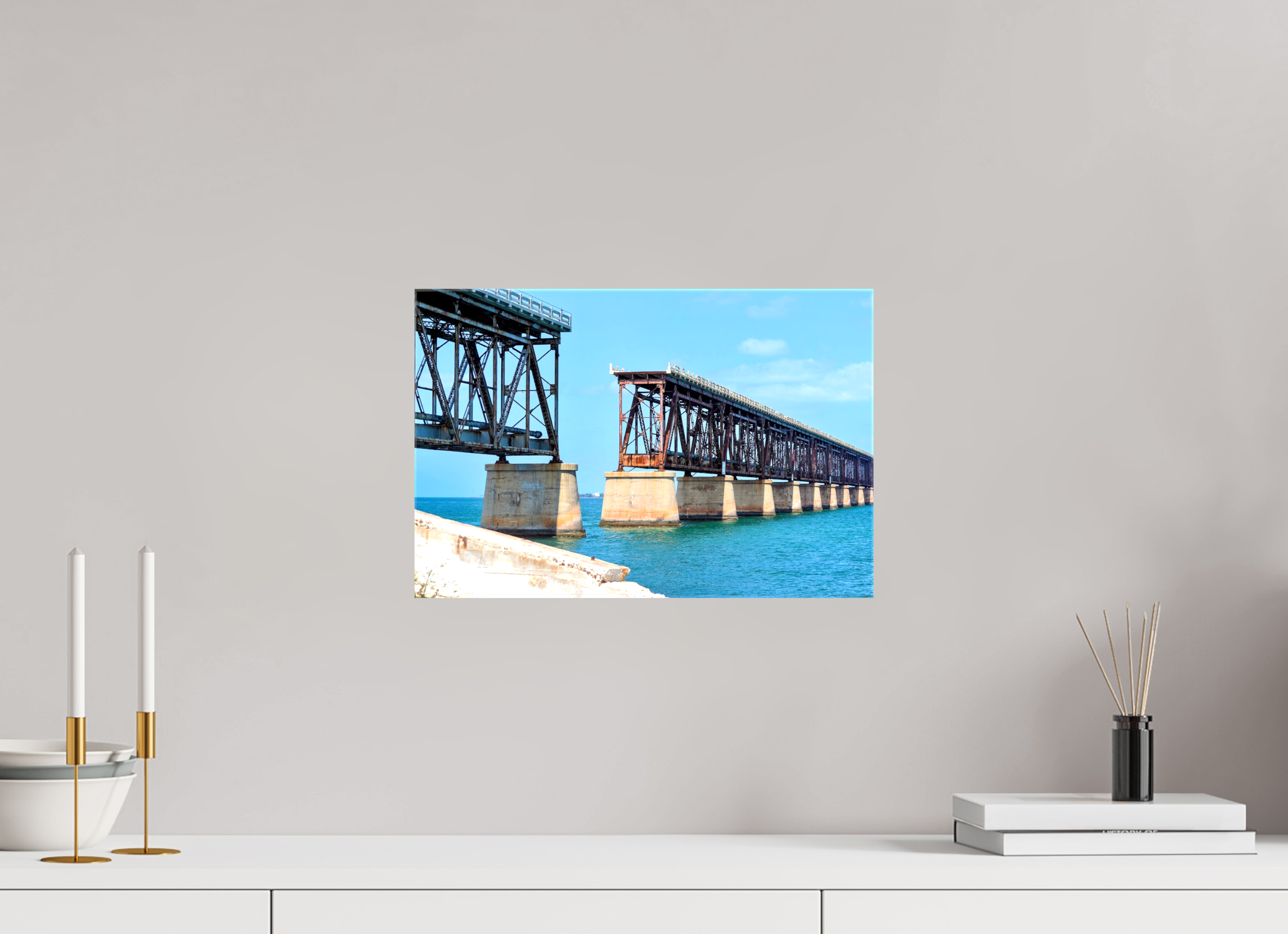 15 x 10″, Glossy Canvas on Stretcher Frame, 1,57" Wrapped Old Bahia Honda Bridge