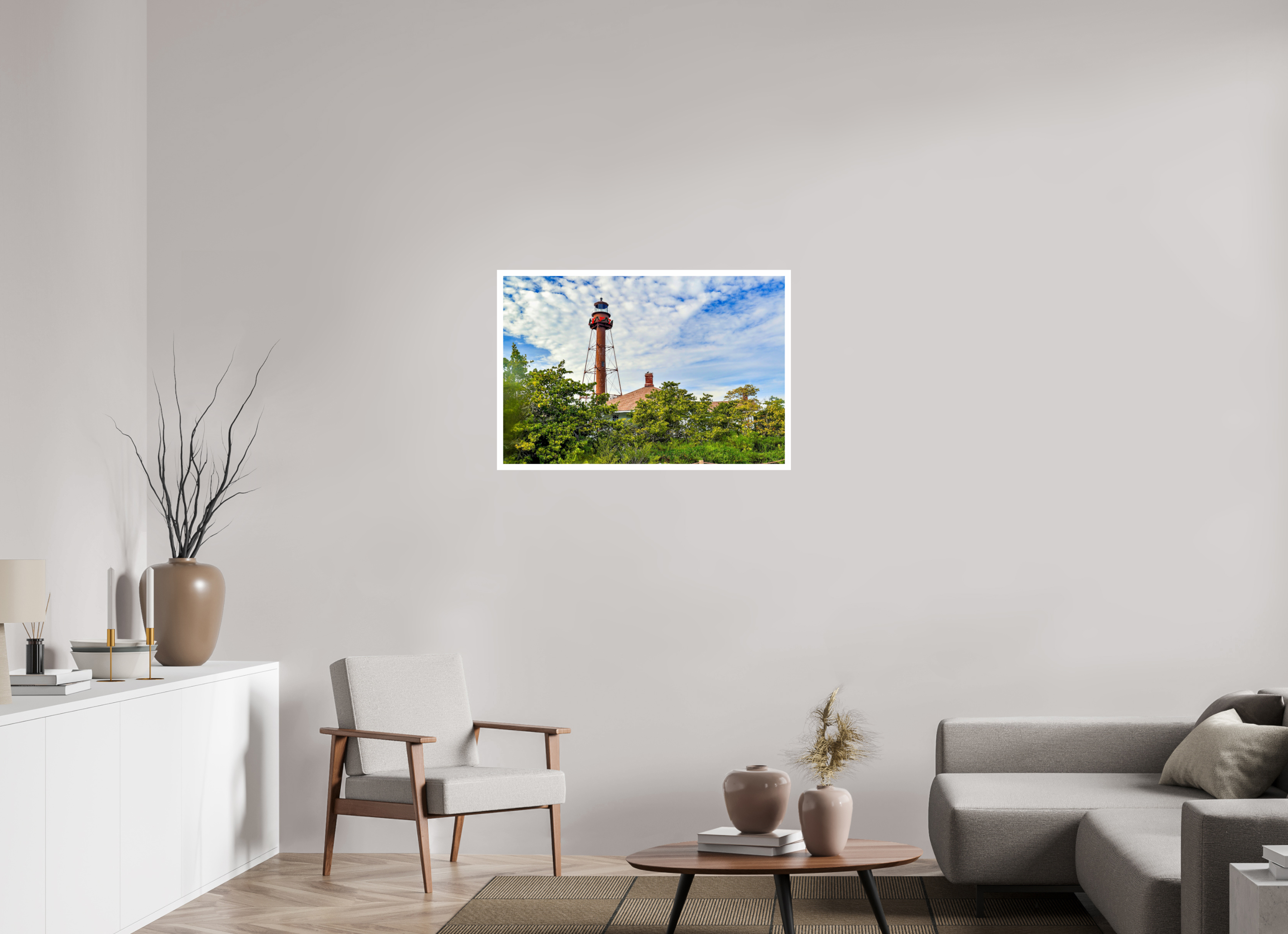 36 x 24″, Hahnemühle FineArt Pearl Print without Frame, .79" white border Sanibel Island Lighthouse – Holiday Edition