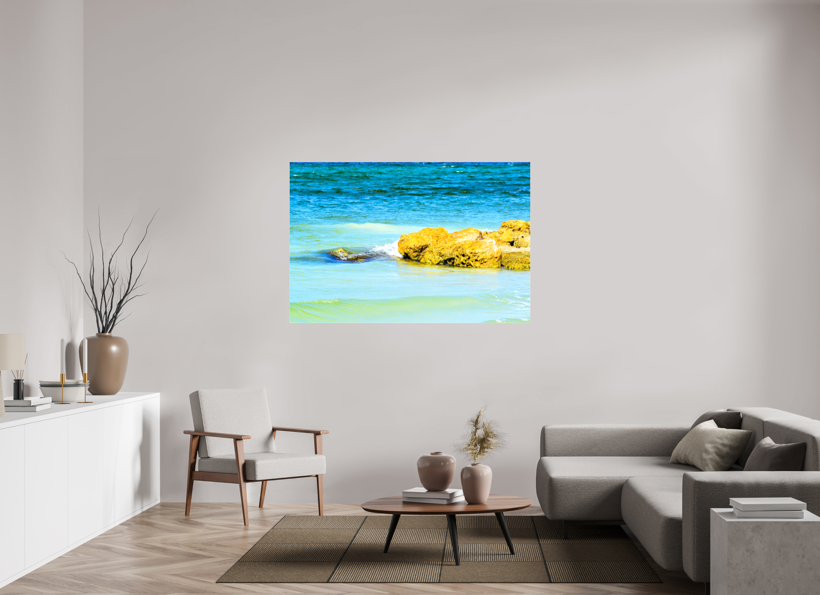 60 x 40″, Glossy Canvas on Stretcher Frame, 1,57" Wrapped Calm Waters