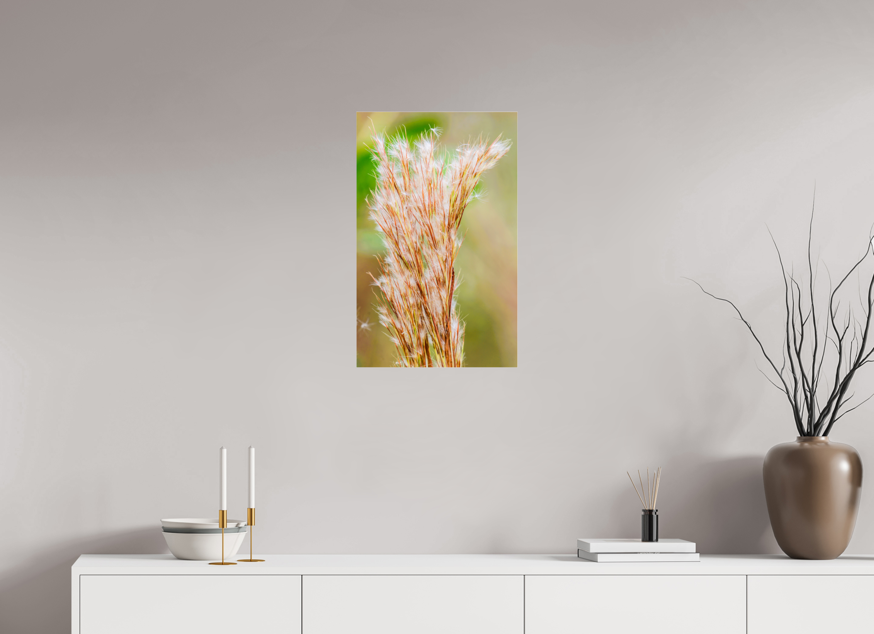 16 x 25.4″, Metallic Photo Print Under Acrylic Glass Bushy Bluestem in the Breeze