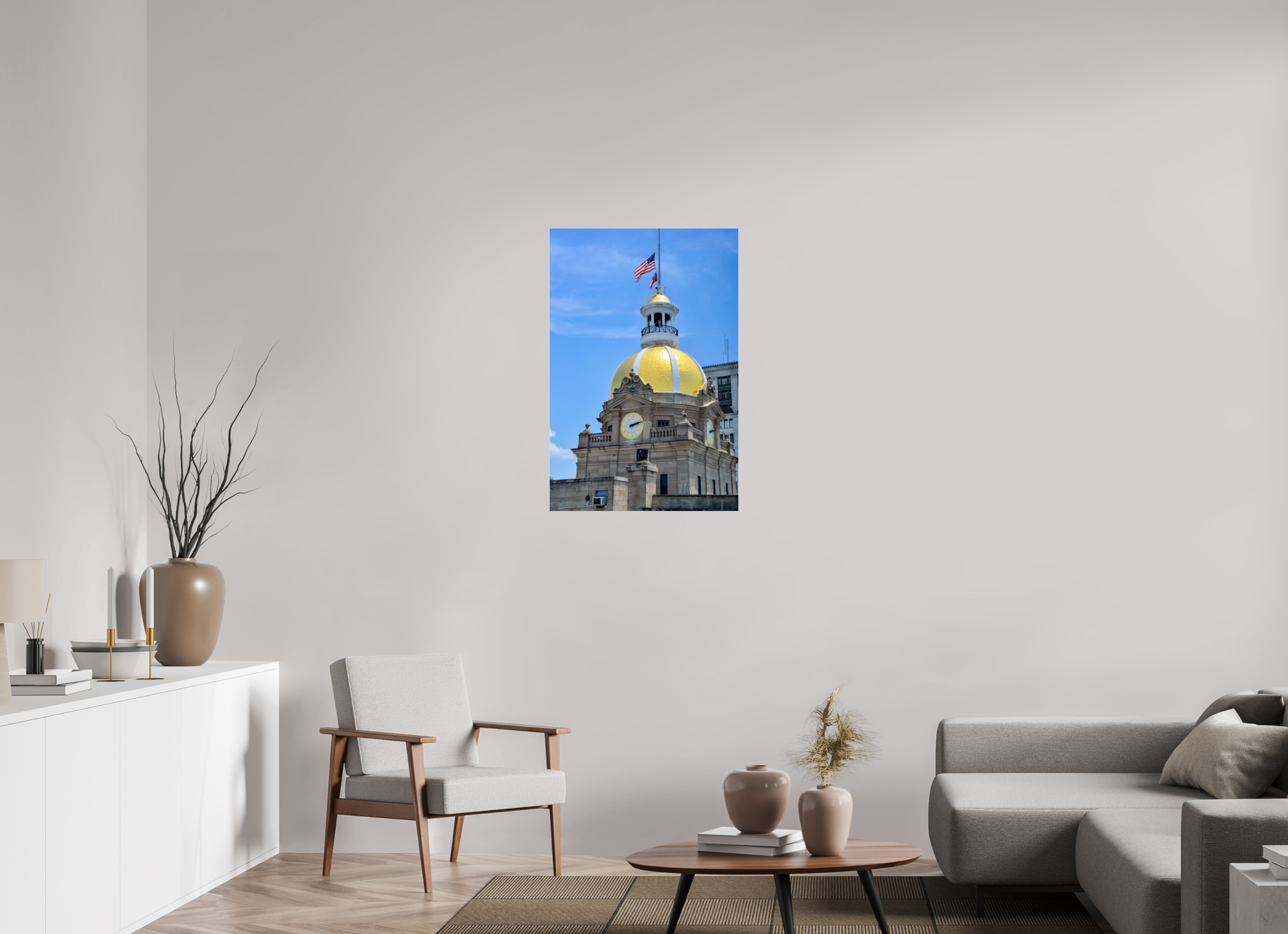 24 x 36″, Metallic Photo Print Under Acrylic Glass The Gilded Heart of Savannah