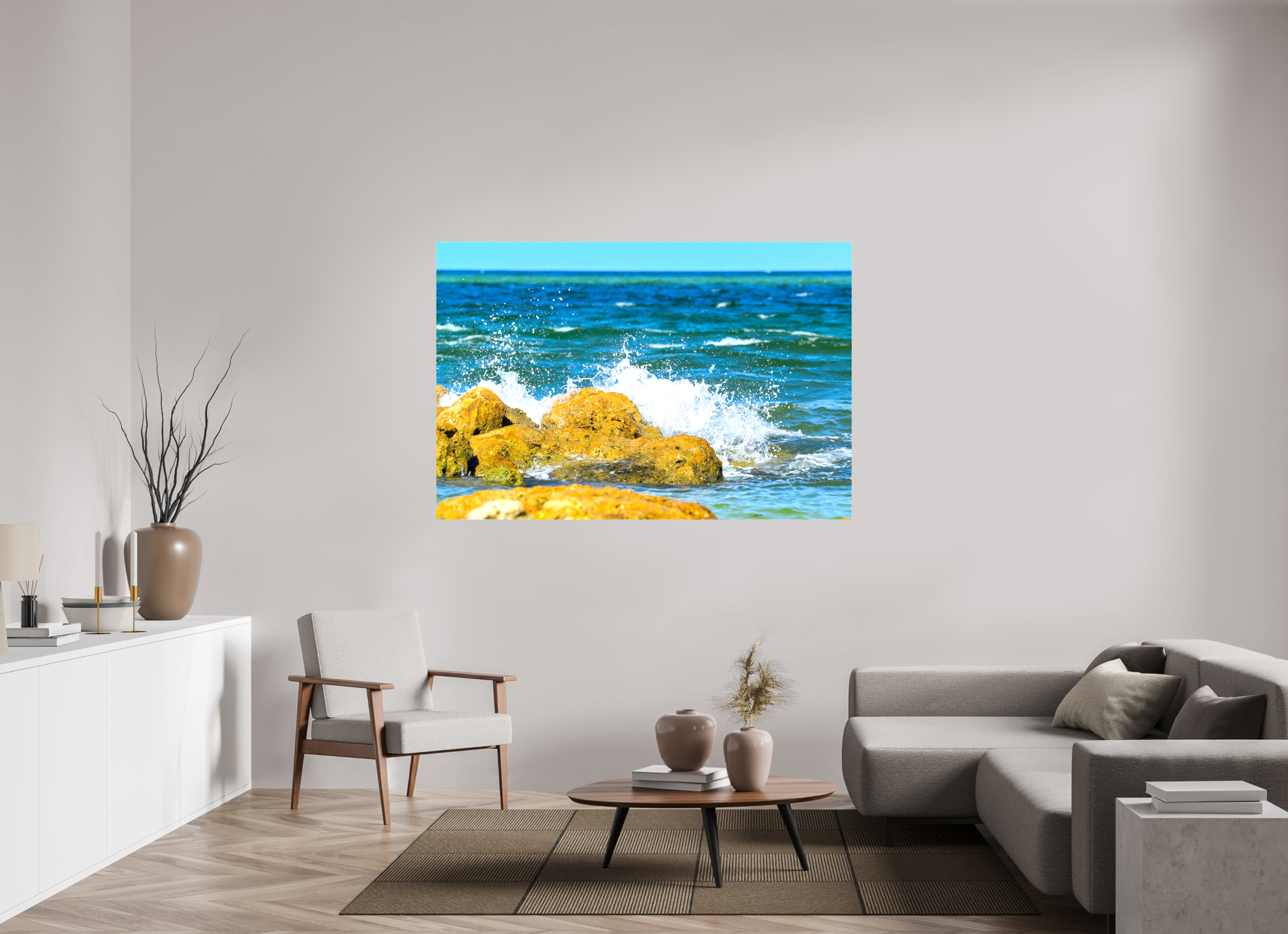 66 x 44″, Glossy Canvas on Stretcher Frame, 1,57" Wrapped The Ocean’s Impact