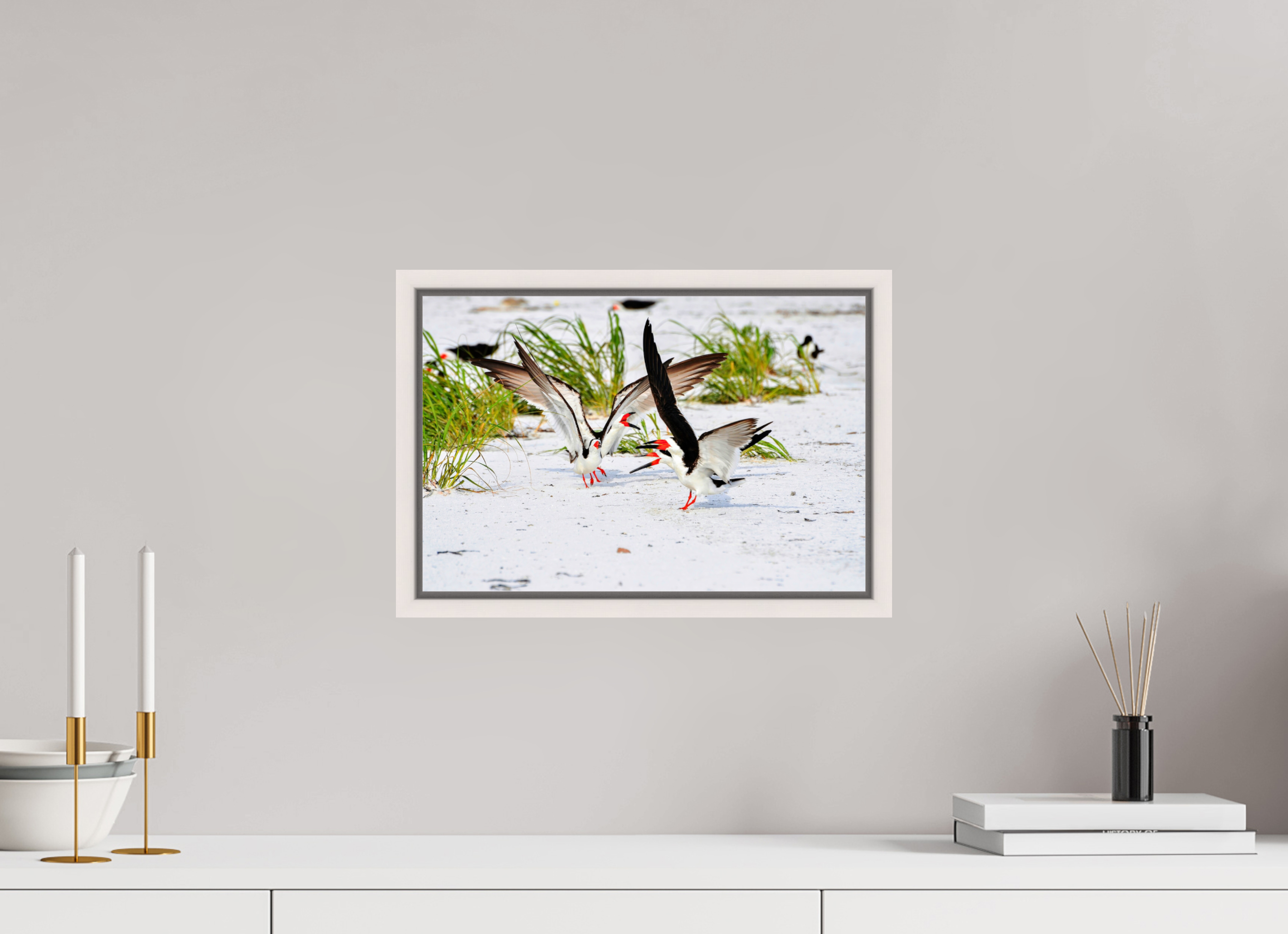 15 x 10″, Floater Frame, Basel 0.6", Maple White, Glossy Acrylic Glass The Skimmer Dance