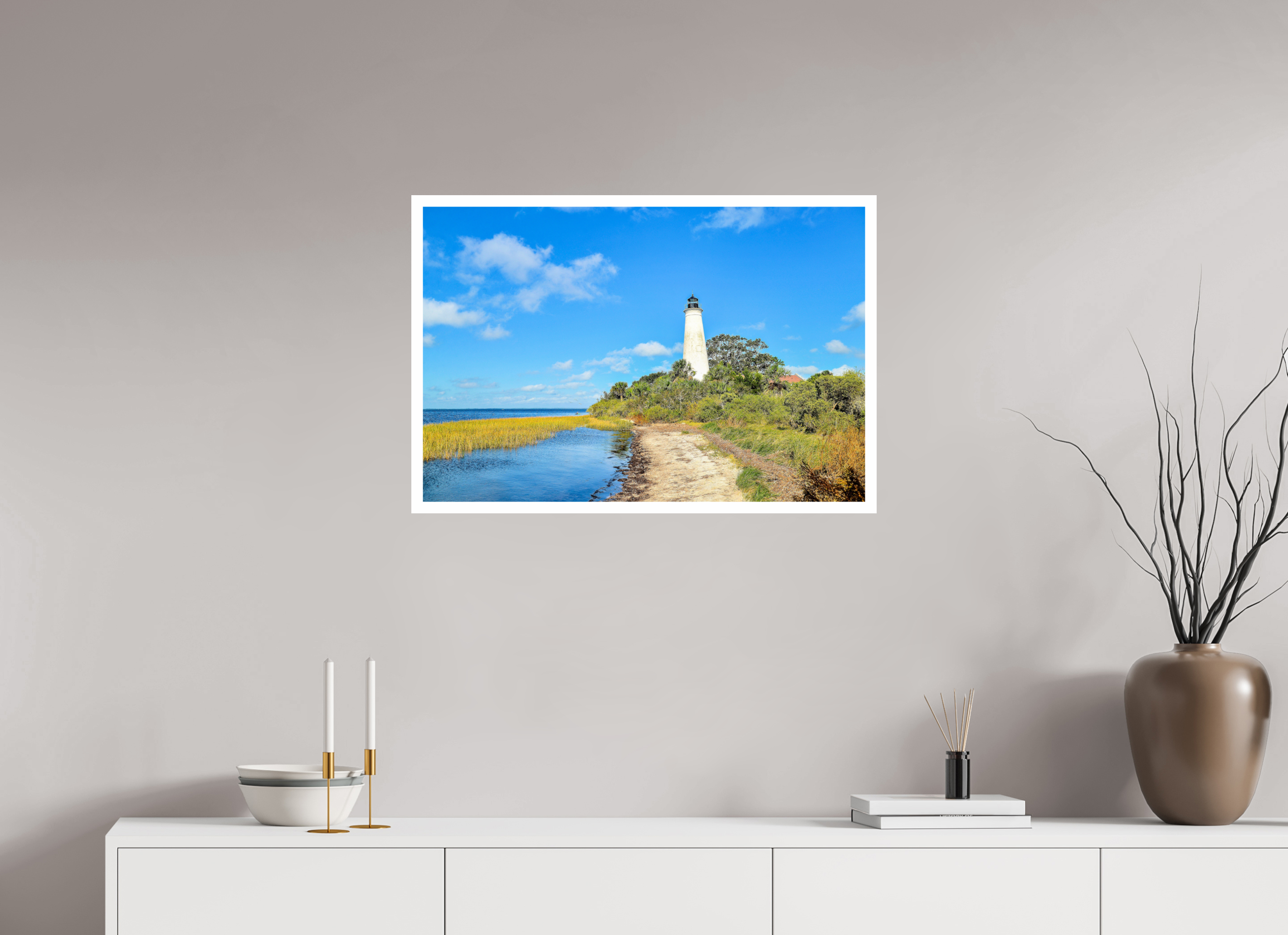 30 x 20″, Hahnemühle FineArt Pearl Print without Frame, .79" white border St. Marks Lighthouse