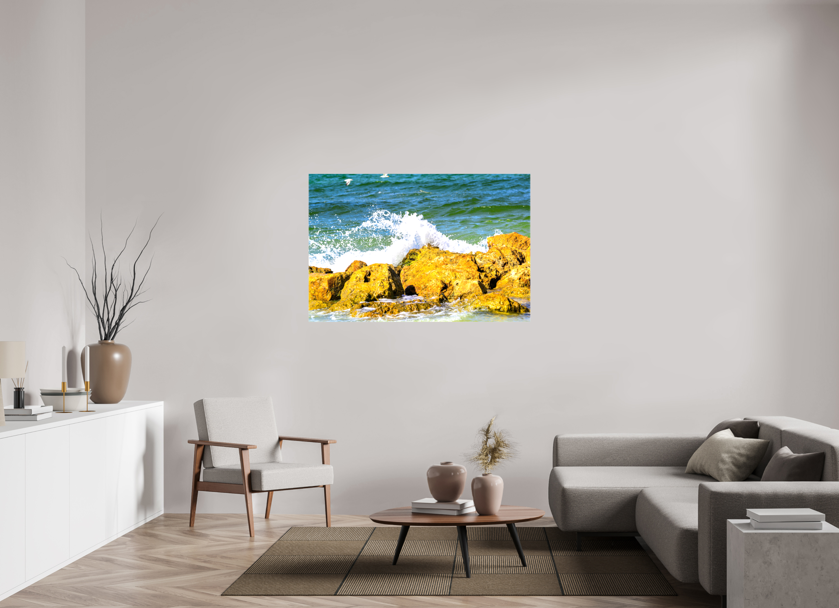 54 x 36″, Glossy Canvas on Stretcher Frame, 1,57" Wrapped Waves Breaking