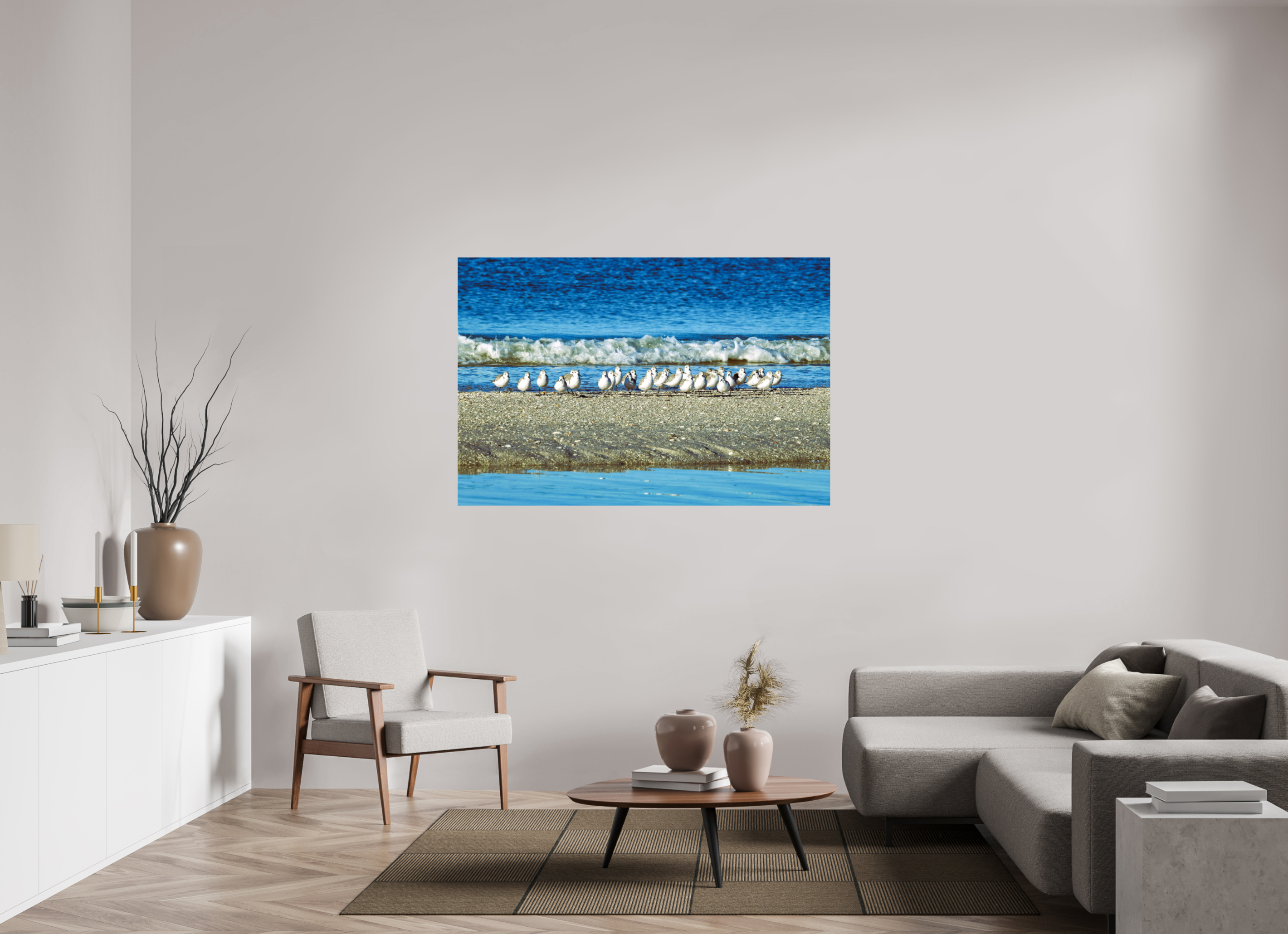 60 x 40″, Photo Print On Fuji Crystal DP II Sanderlings on Standby