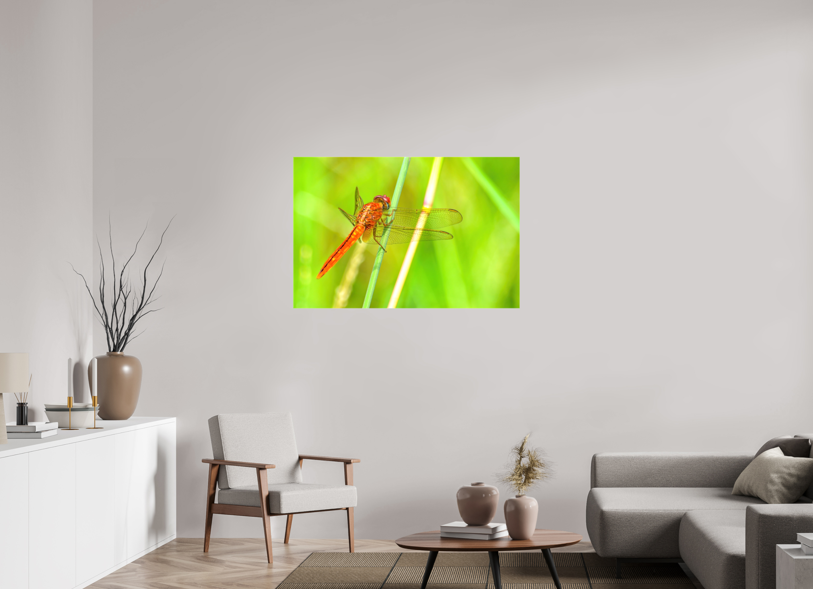 45 x 30″, Glossy Canvas on Stretcher Frame, 1,57" Wrapped Resting Scarlet Skimmer